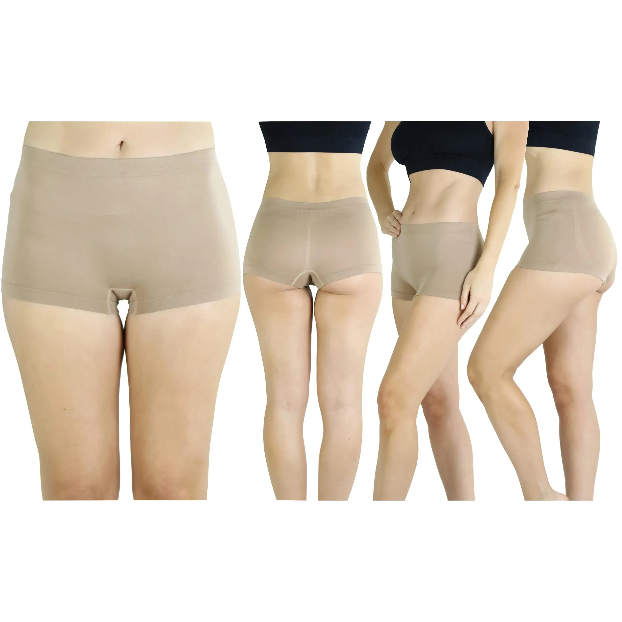 6-Pack: ToBeInStyle Women's Stretch Microfiber Cheeky Boyshort Panties