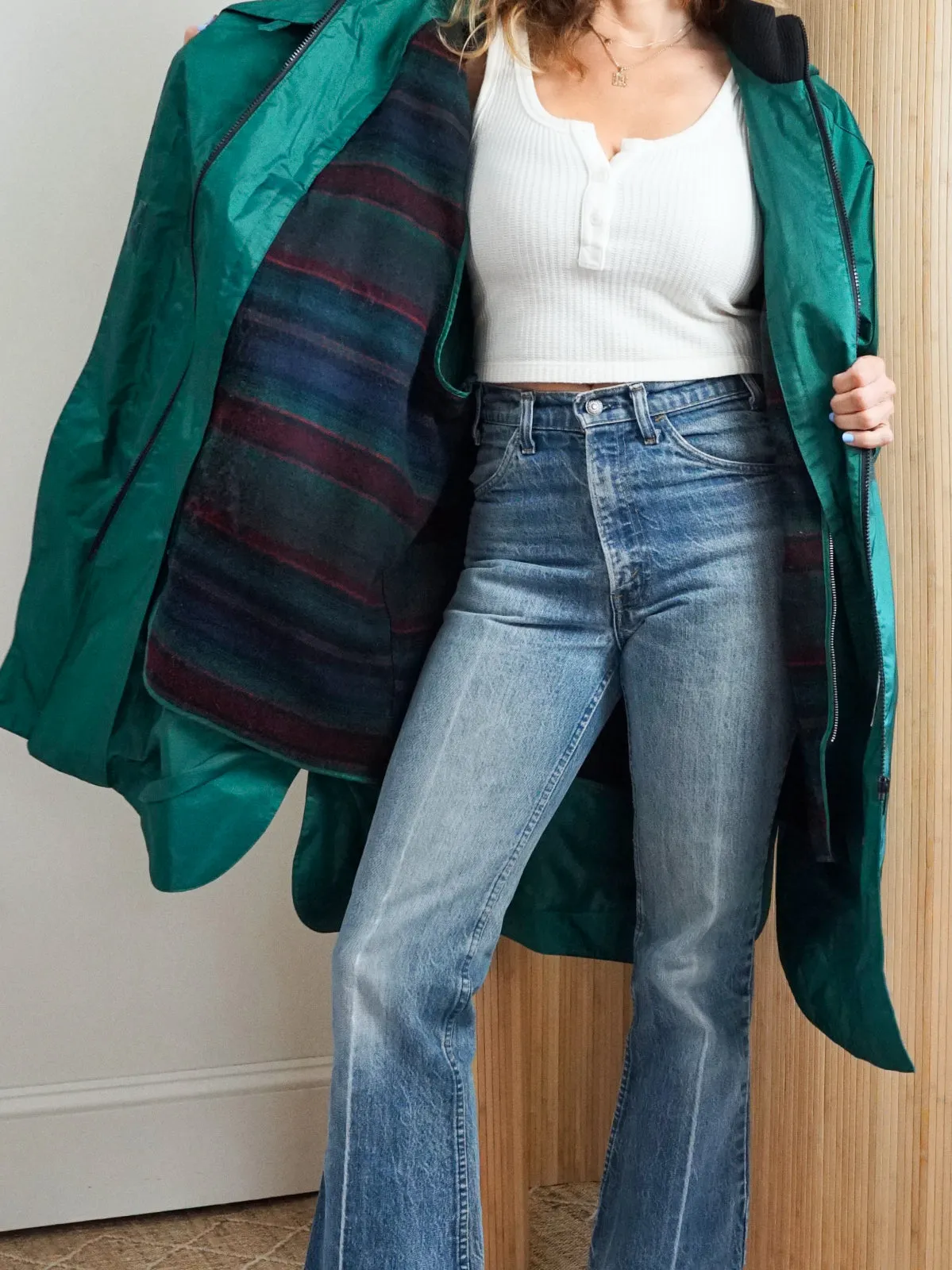 80's Emerald Green Slouchy Parka Coat