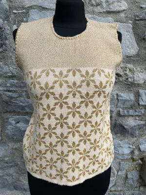 80s gold print gilet uk 8-10