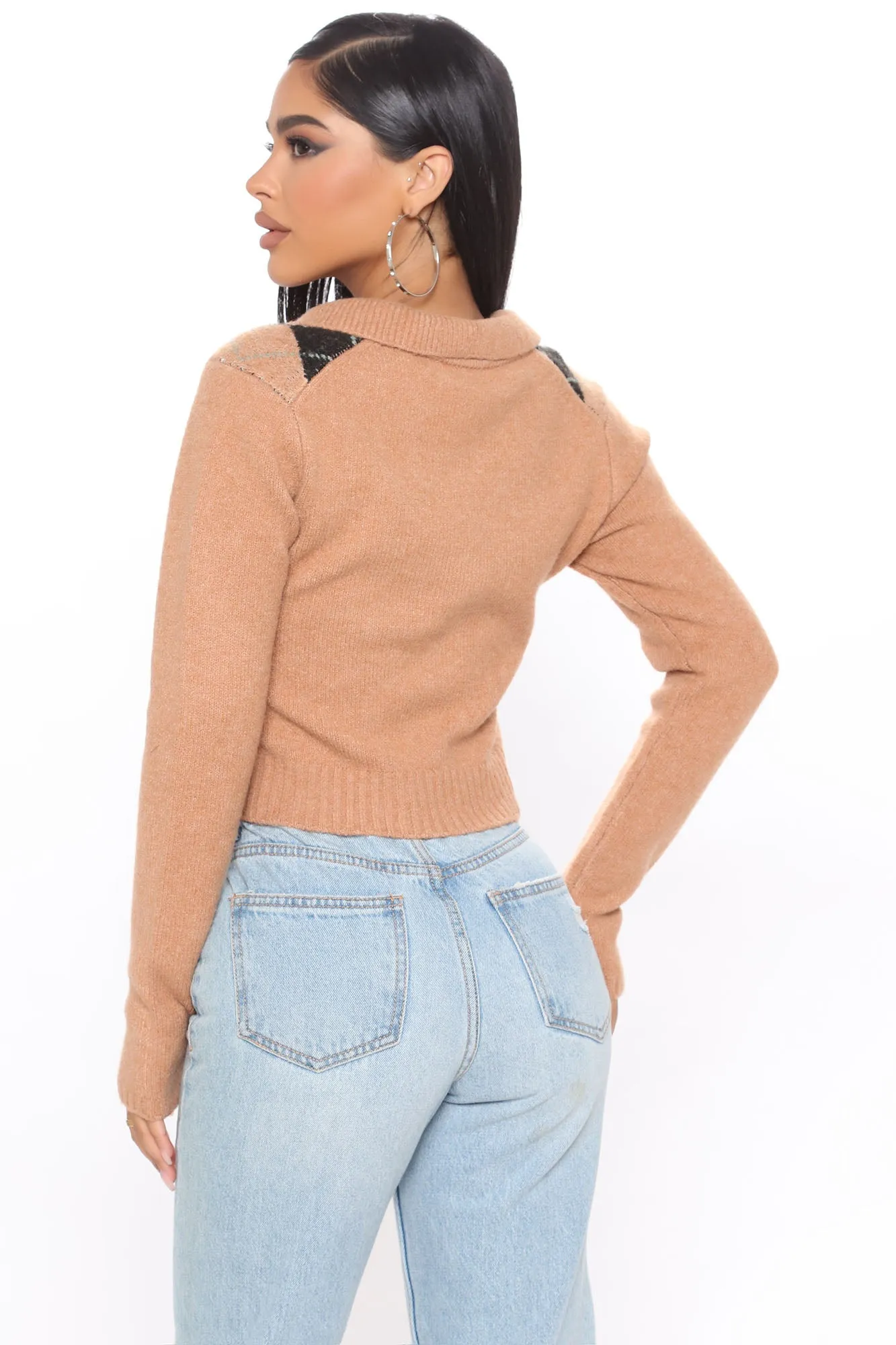 Always The Good Girl Crop Sweater - Cognac