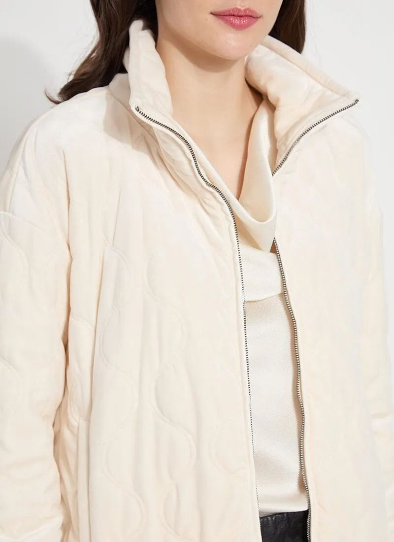 Astra Quilted Velvet Jacket | Chalk