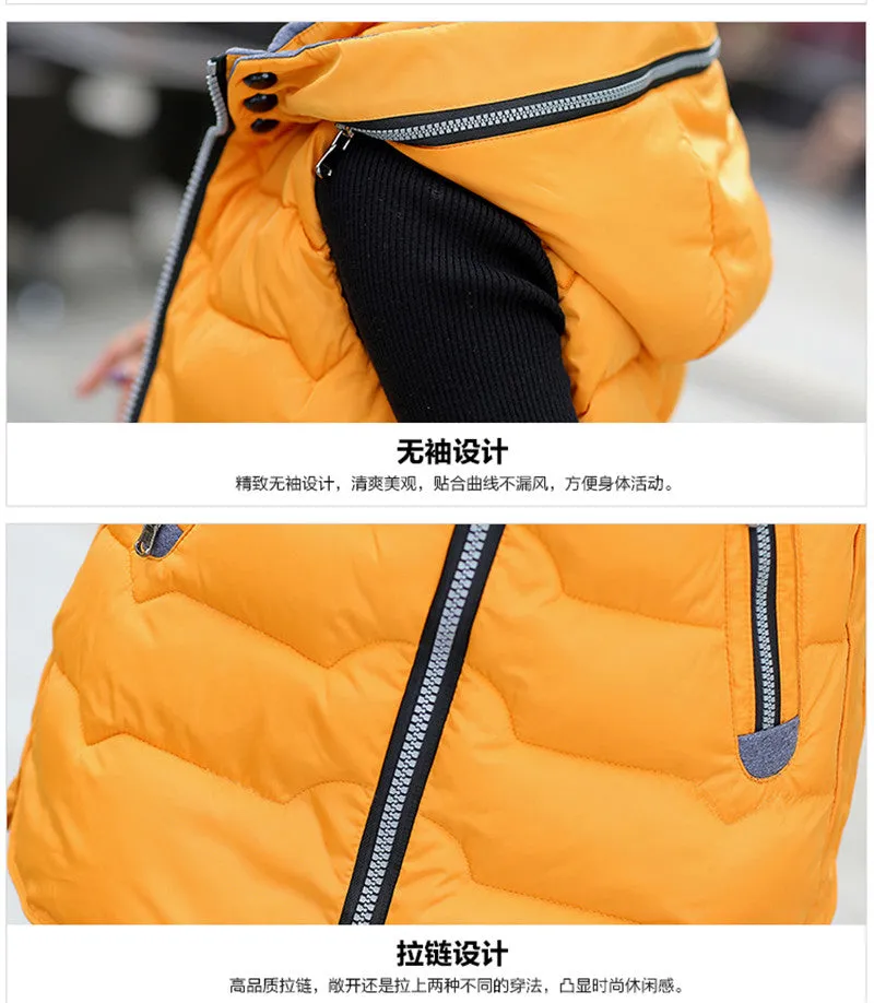 Autumn Winter Hooded Long Vest PufferJacket