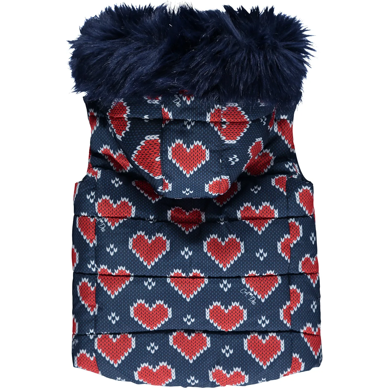 AW21 A Dee Girls Rose Navy Blue & Red Heart Print Gilet