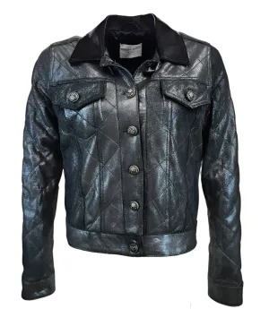 Black Antique Quilted Leather Jacket