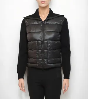 Black Zip Front Jacket with Convertible Collar by Metric