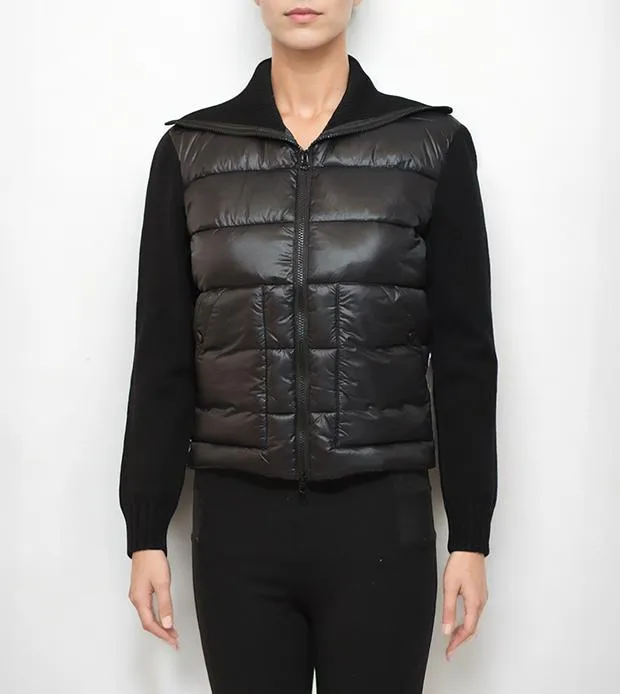 Black Zip Front Jacket with Convertible Collar by Metric