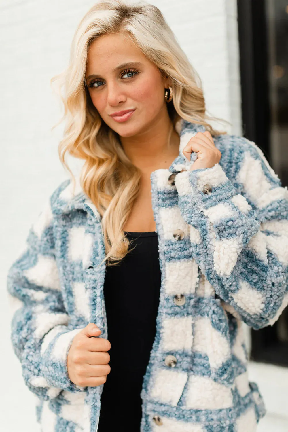 Blue Plaid Sherpa Jacket