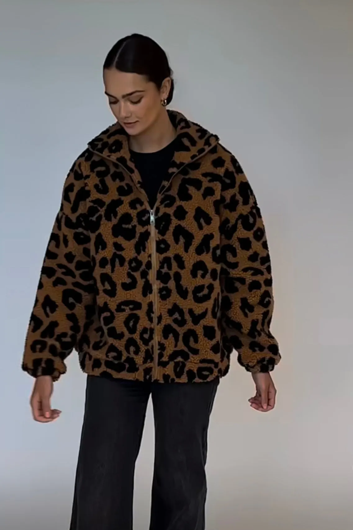 Brunette The Label - Leopard Sherpa Jacket