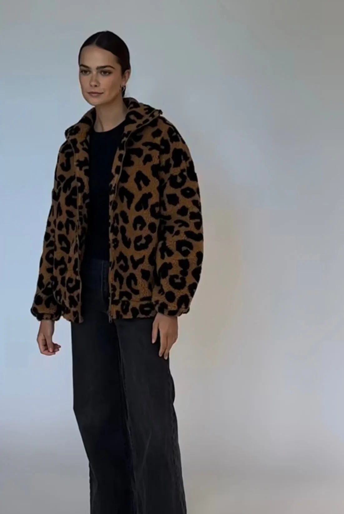 Brunette The Label - Leopard Sherpa Jacket