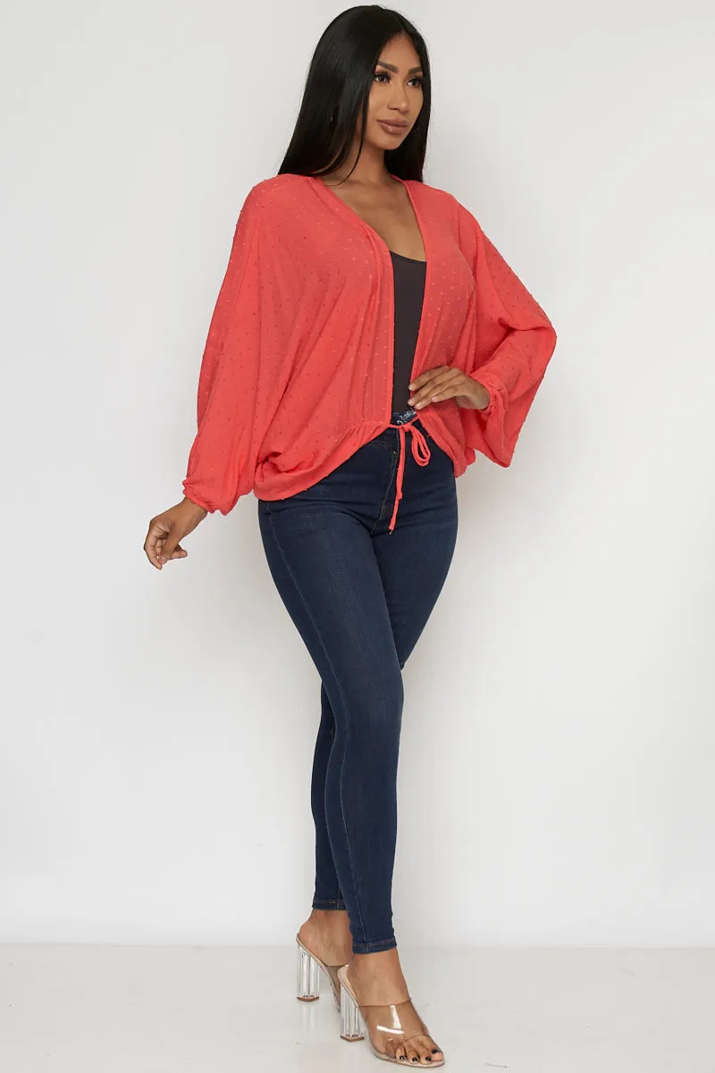 Butterfly Sleeve Cardigan-3/4 Top - Cover Up (FL20F381)