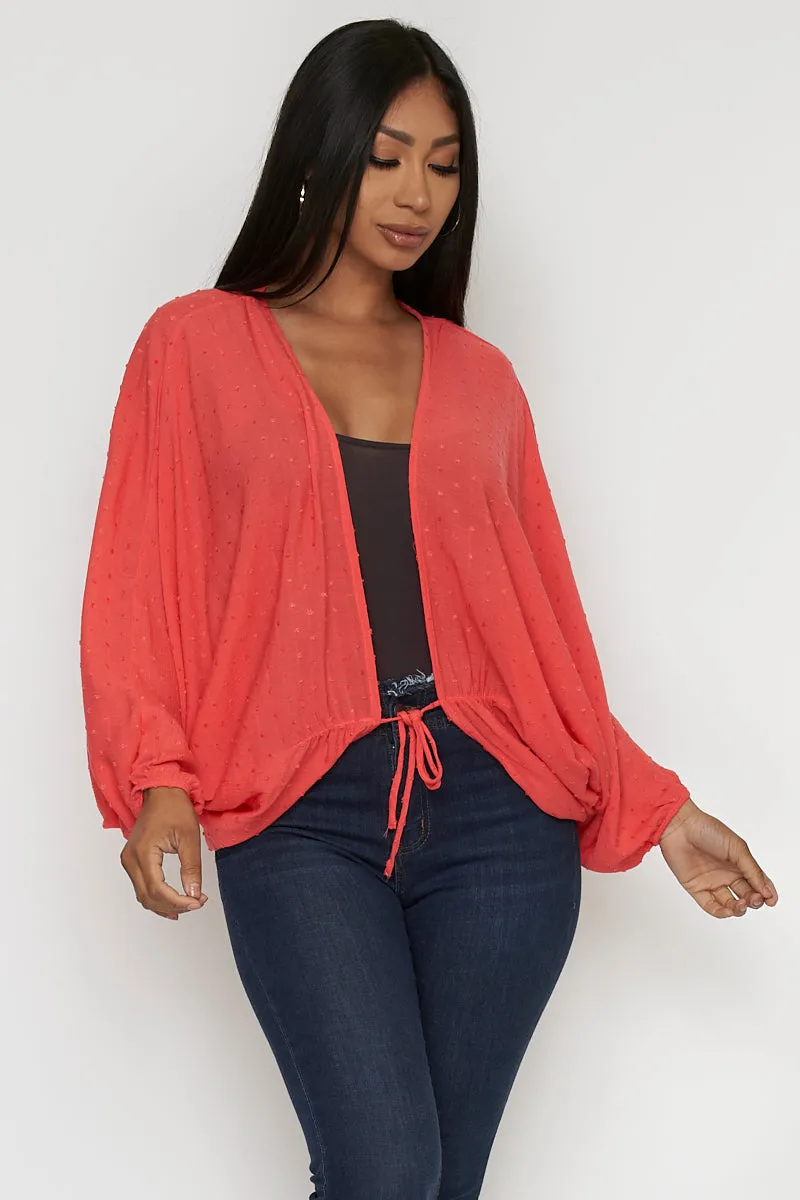 Butterfly Sleeve Cardigan-3/4 Top - Cover Up (FL20F381)