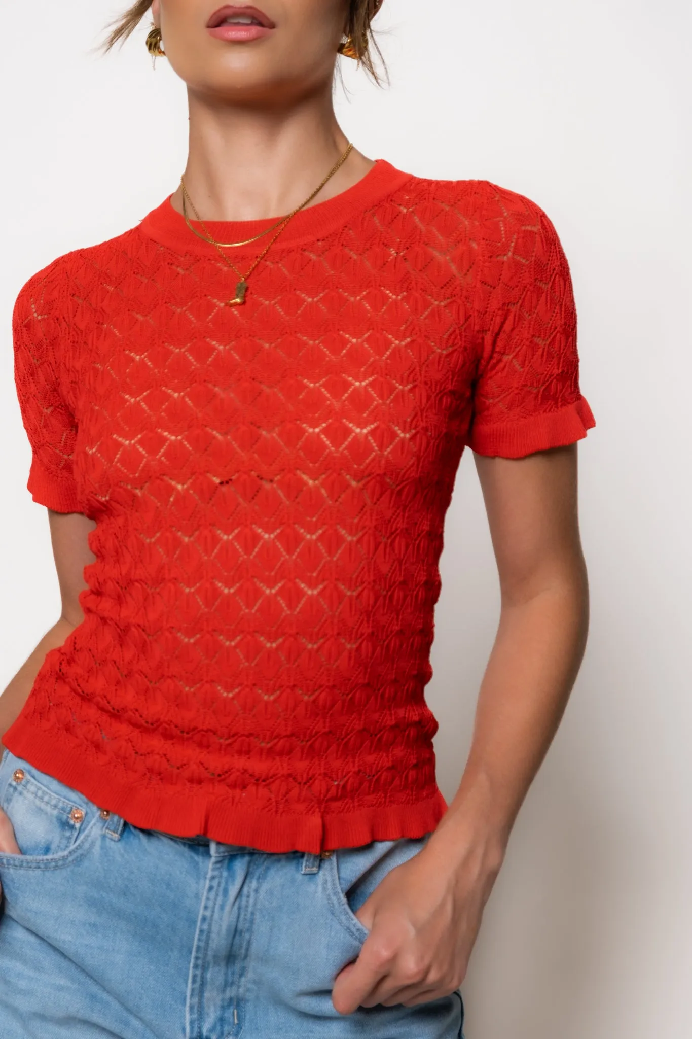 Celia Pointelle Knit Top