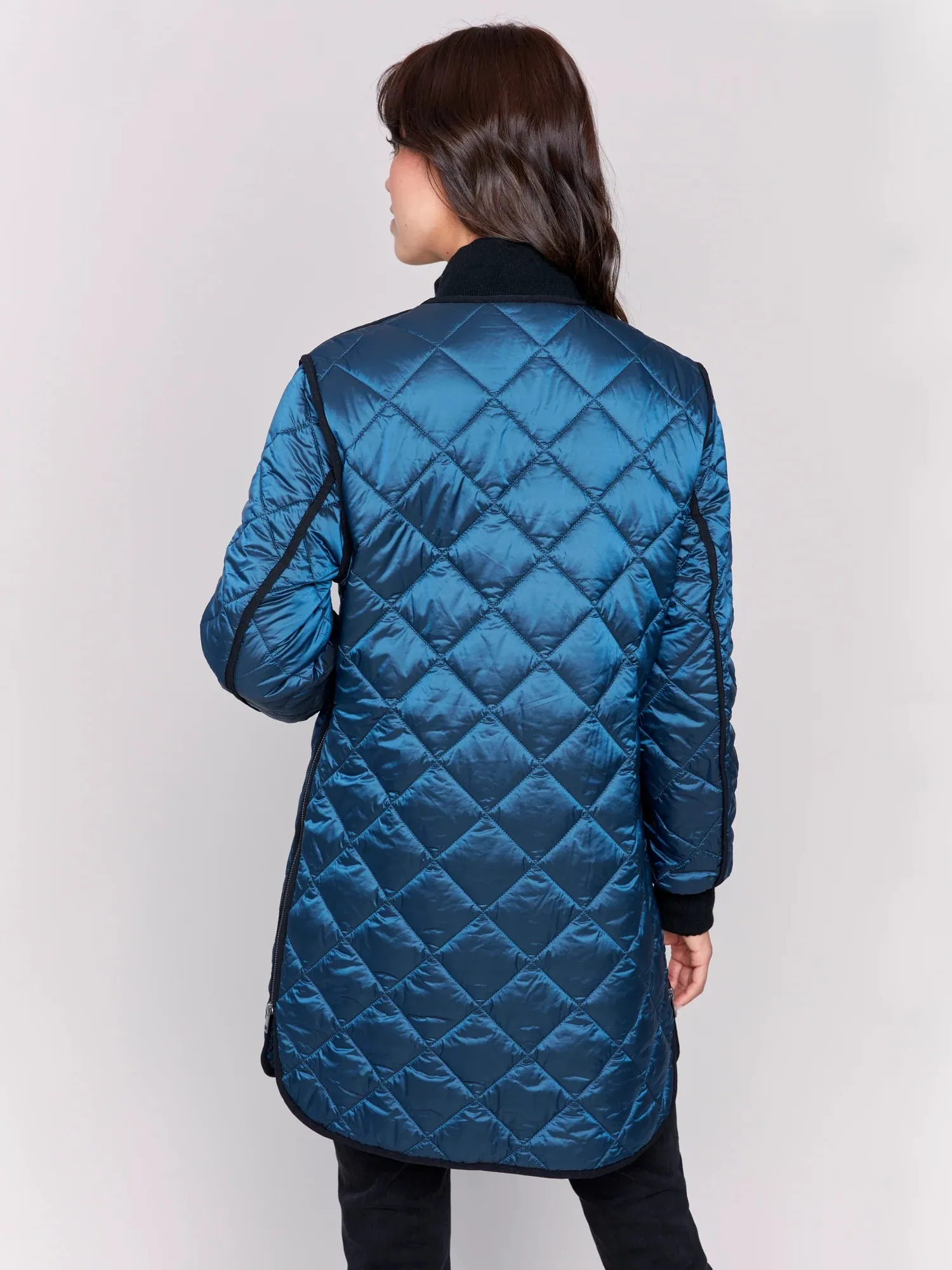 Charlie B Quilted Jacket With Rib - C6253R - 135B