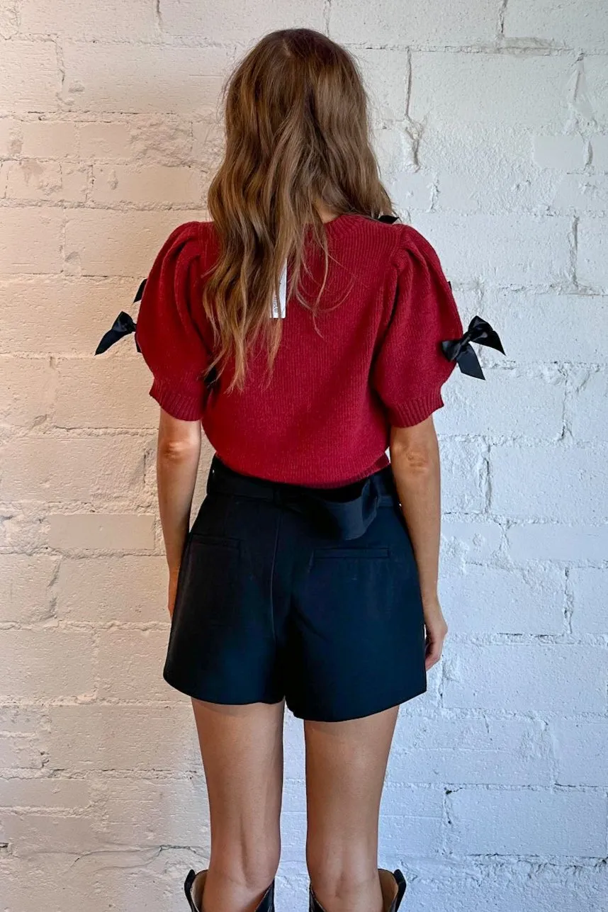 Charlotte Cropped Sweater With Bow Detail