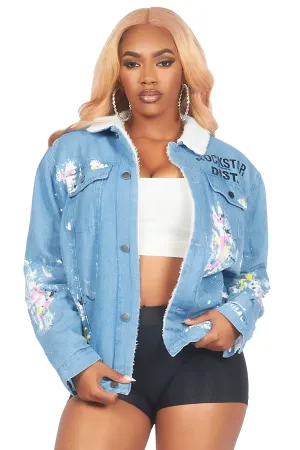 Cozmo Light Wash Painted Denim Jacket