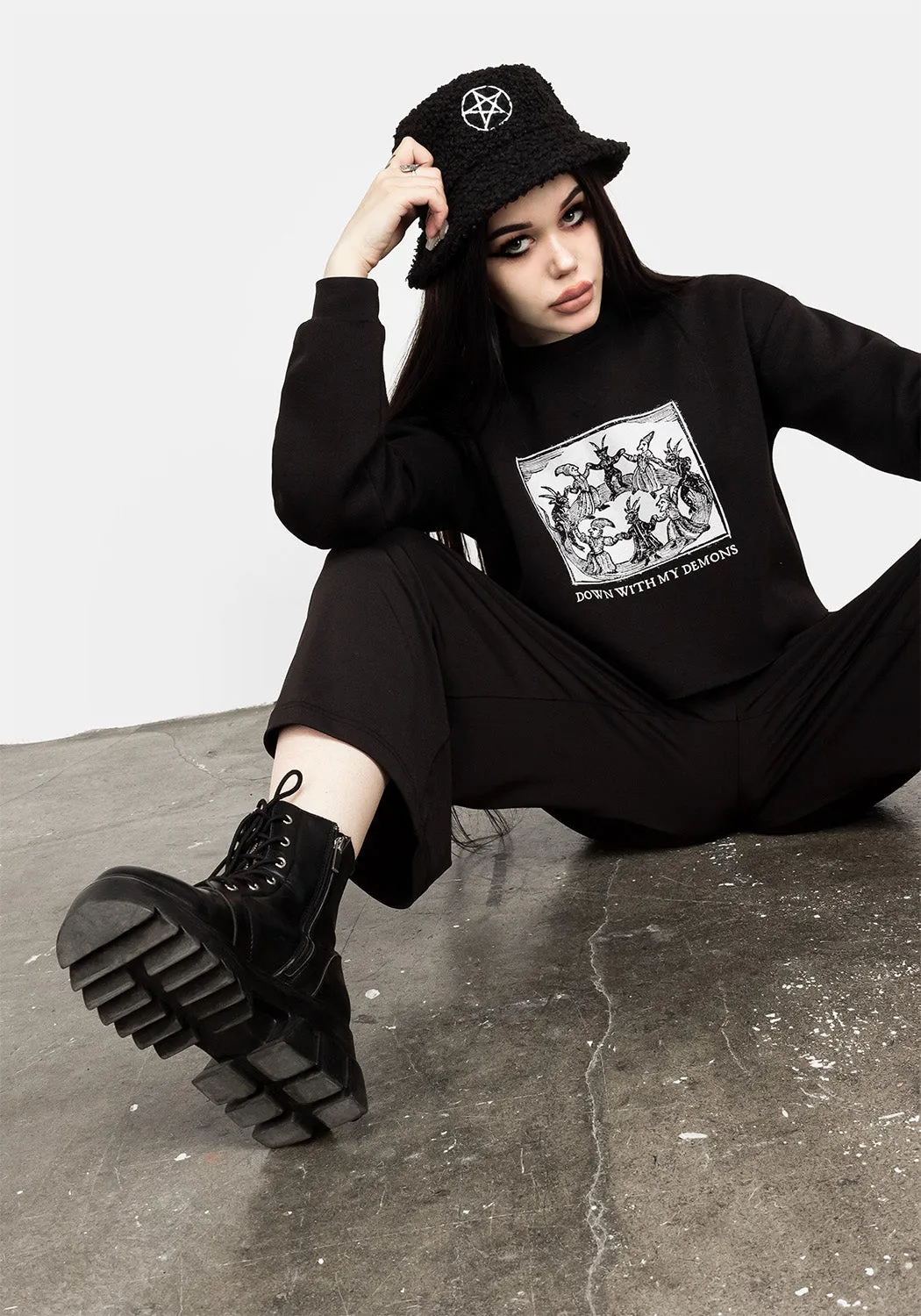 Demons Crop Sweat Top