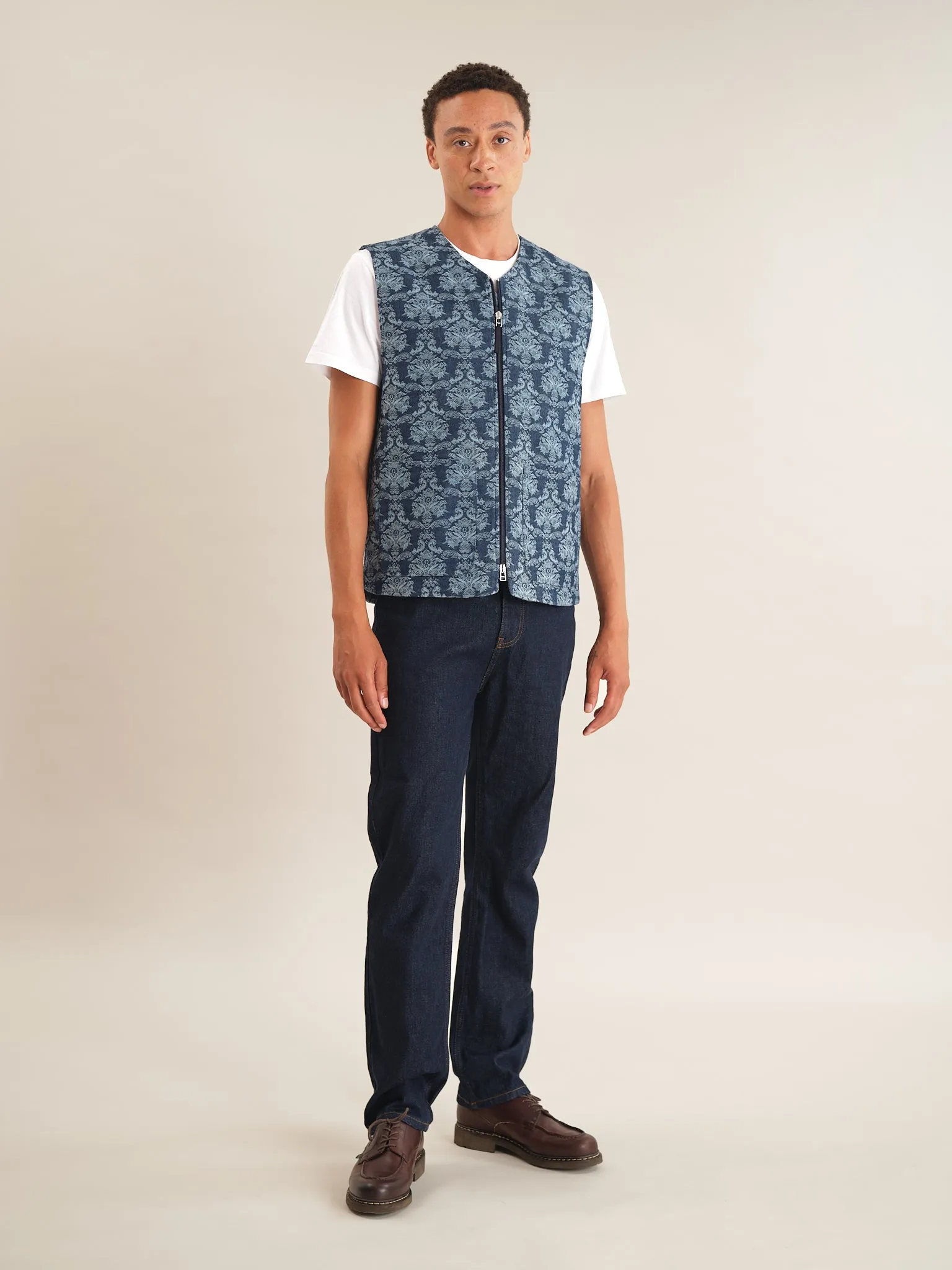 Denim Jacquard Cotton Gilet