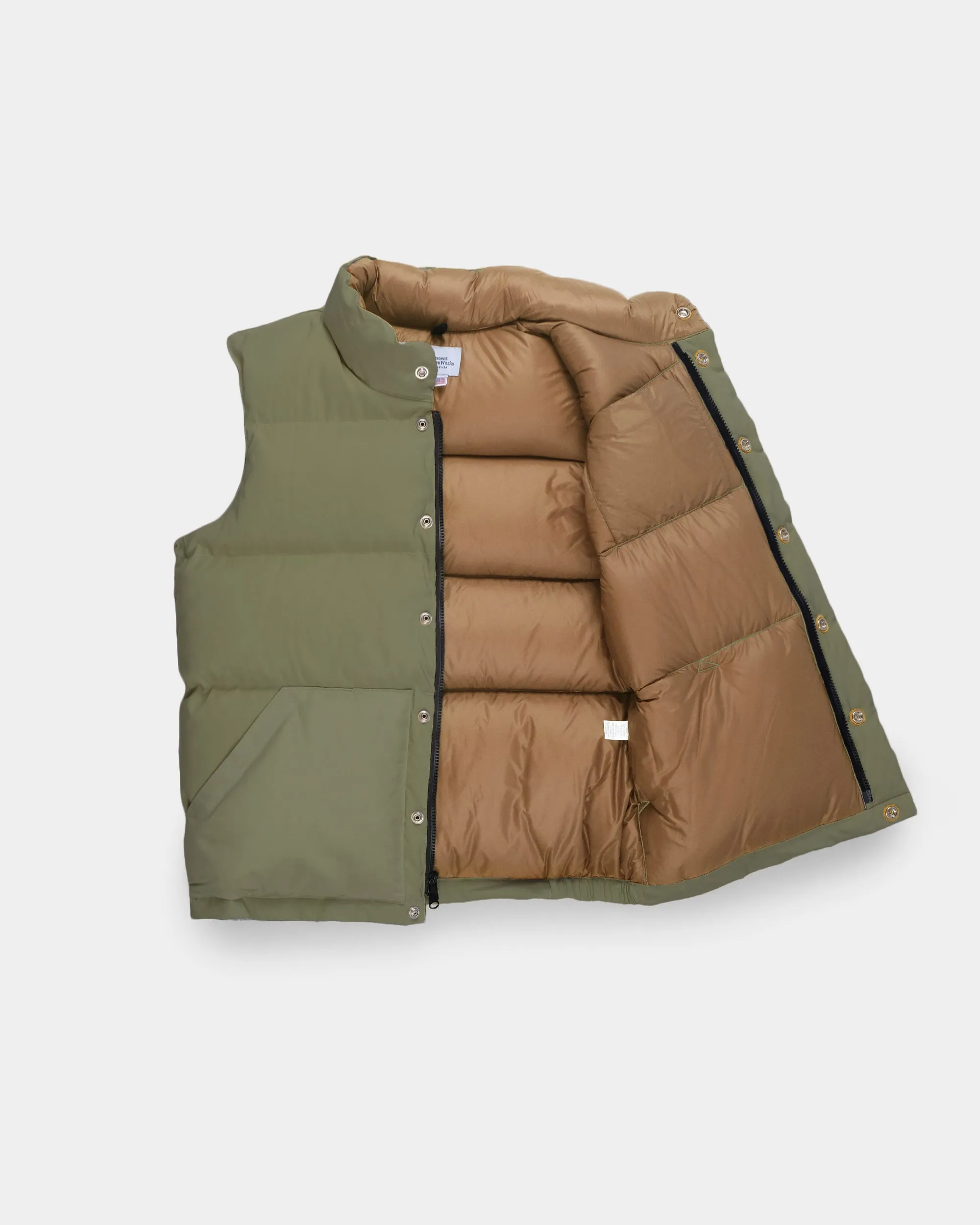 Down Italian Vest - Light Olive (Final Sale)