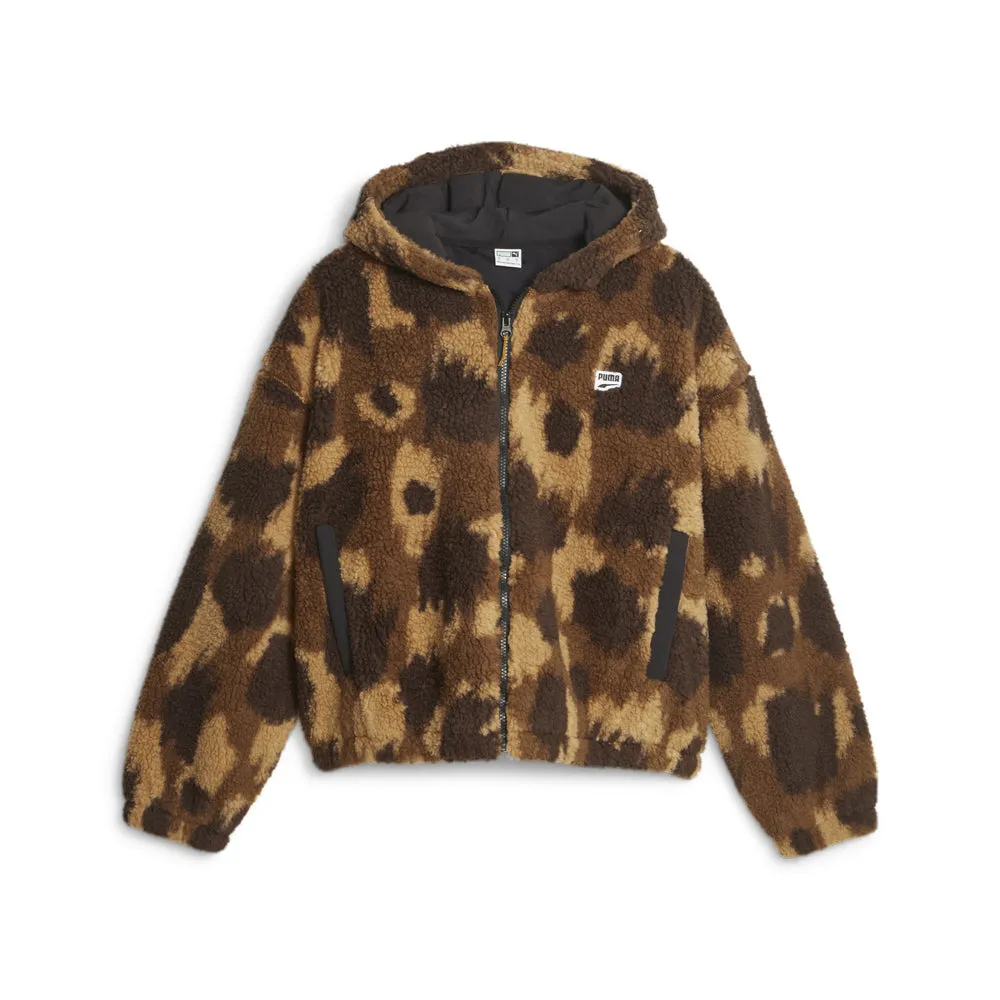 Downtown Animal Print Sherpa Full Zip Jacket