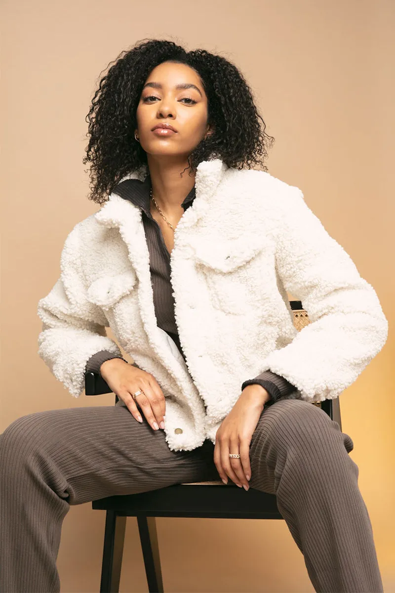 Eli Sherpa Jacket in Ivory