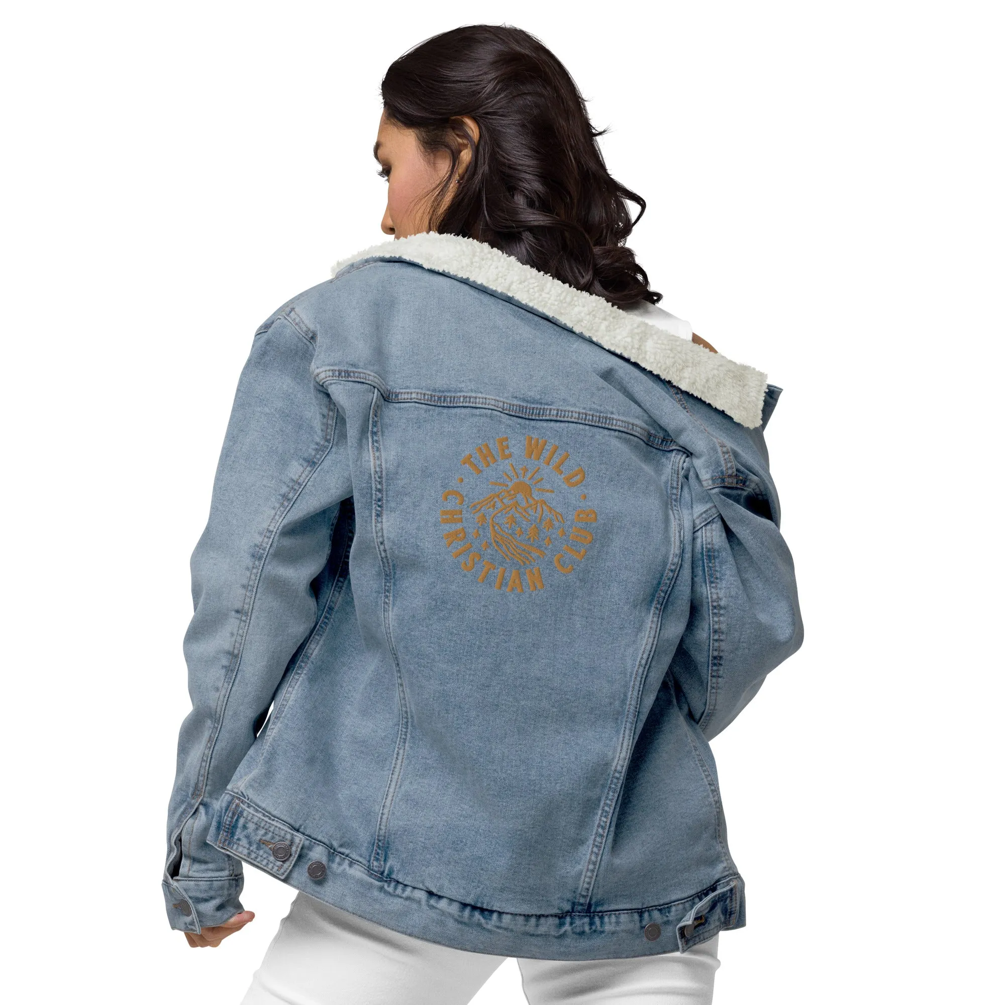 Embroidered Unisex Denim Sherpa Jacket - TWCC