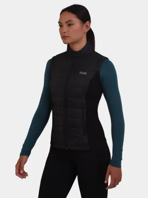 Excel Padded Running Gilet For Women With Zip Pockets & Reflective Strips