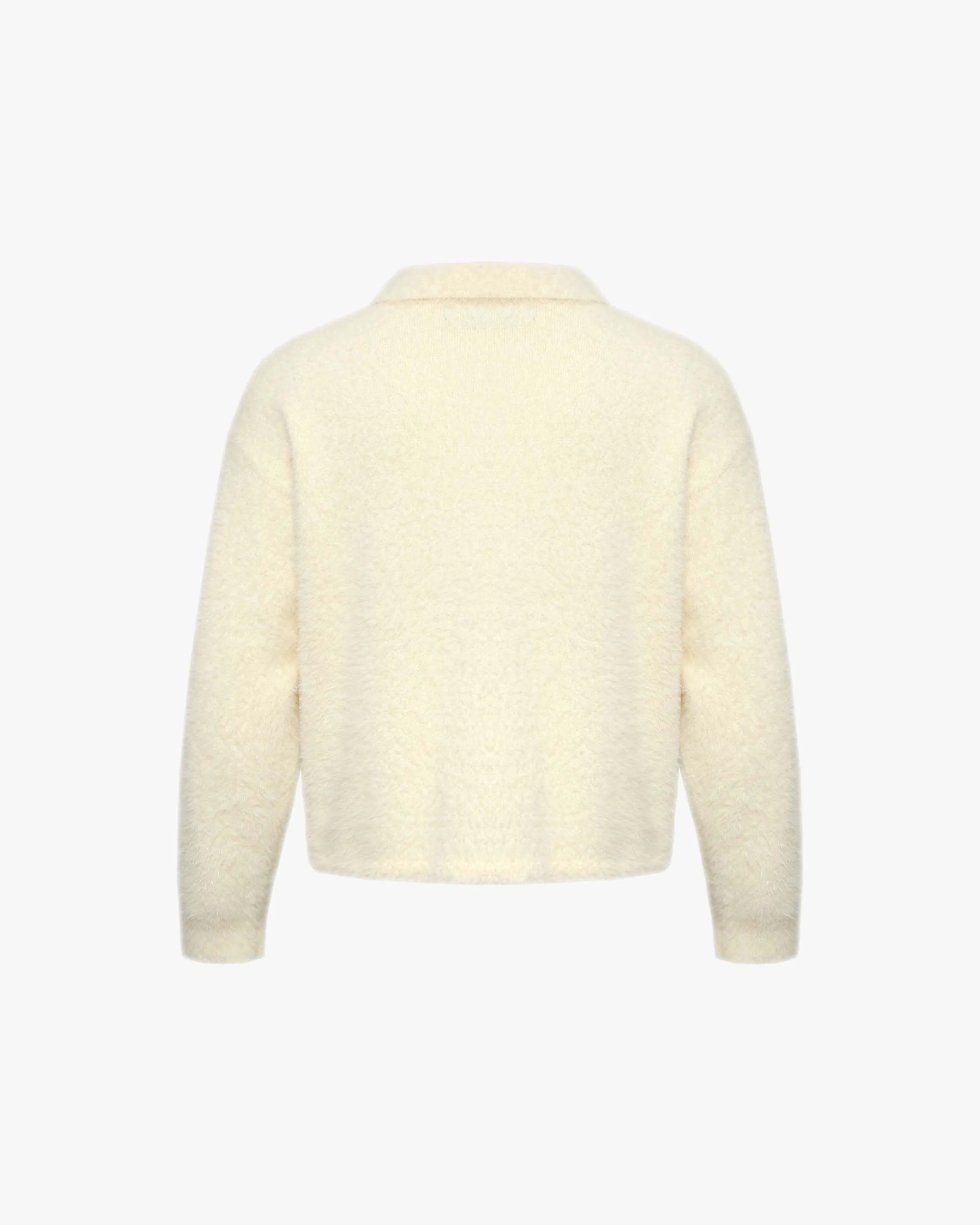 FAUX MINK POLO SWEATER CREAM