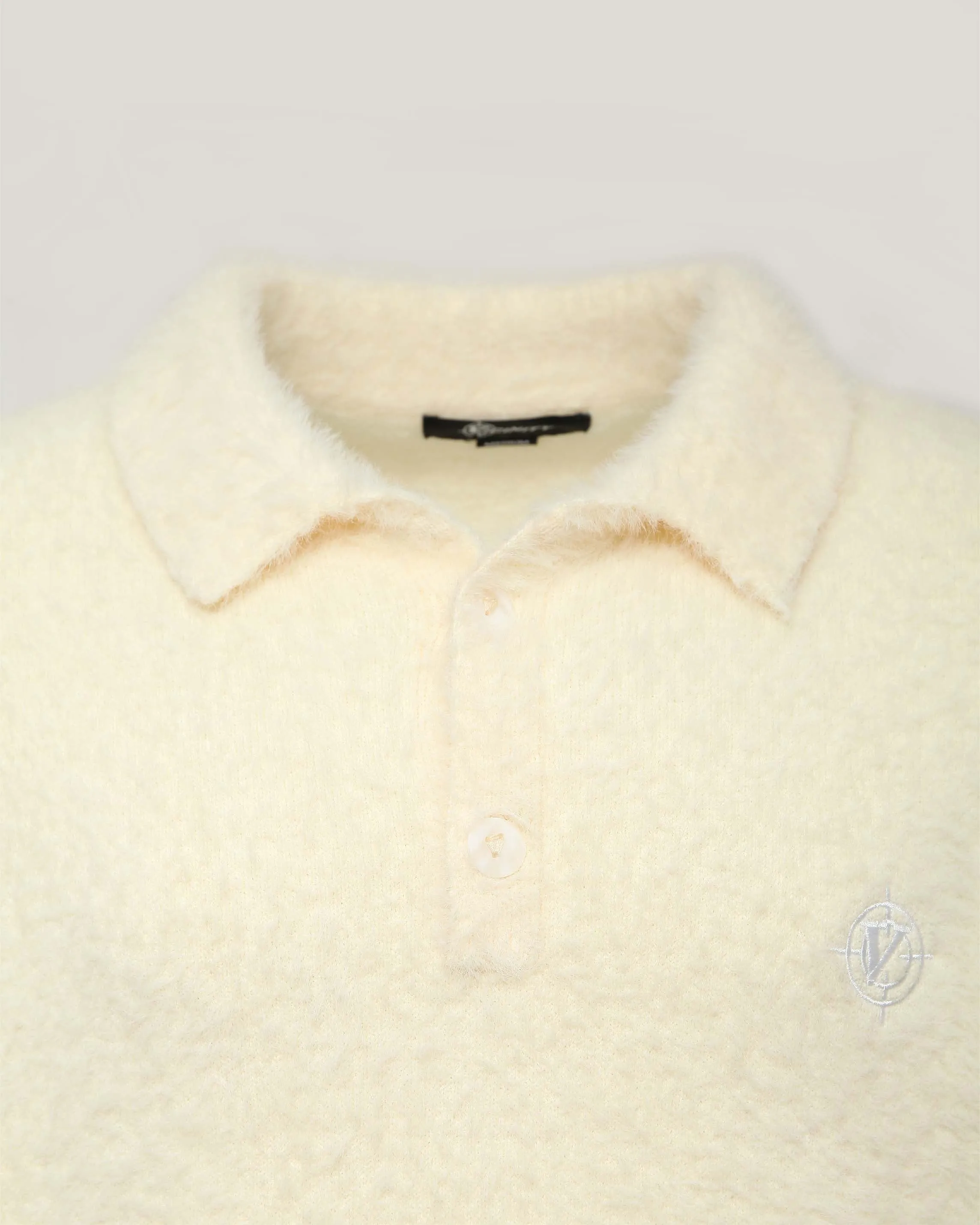 FAUX MINK POLO SWEATER CREAM