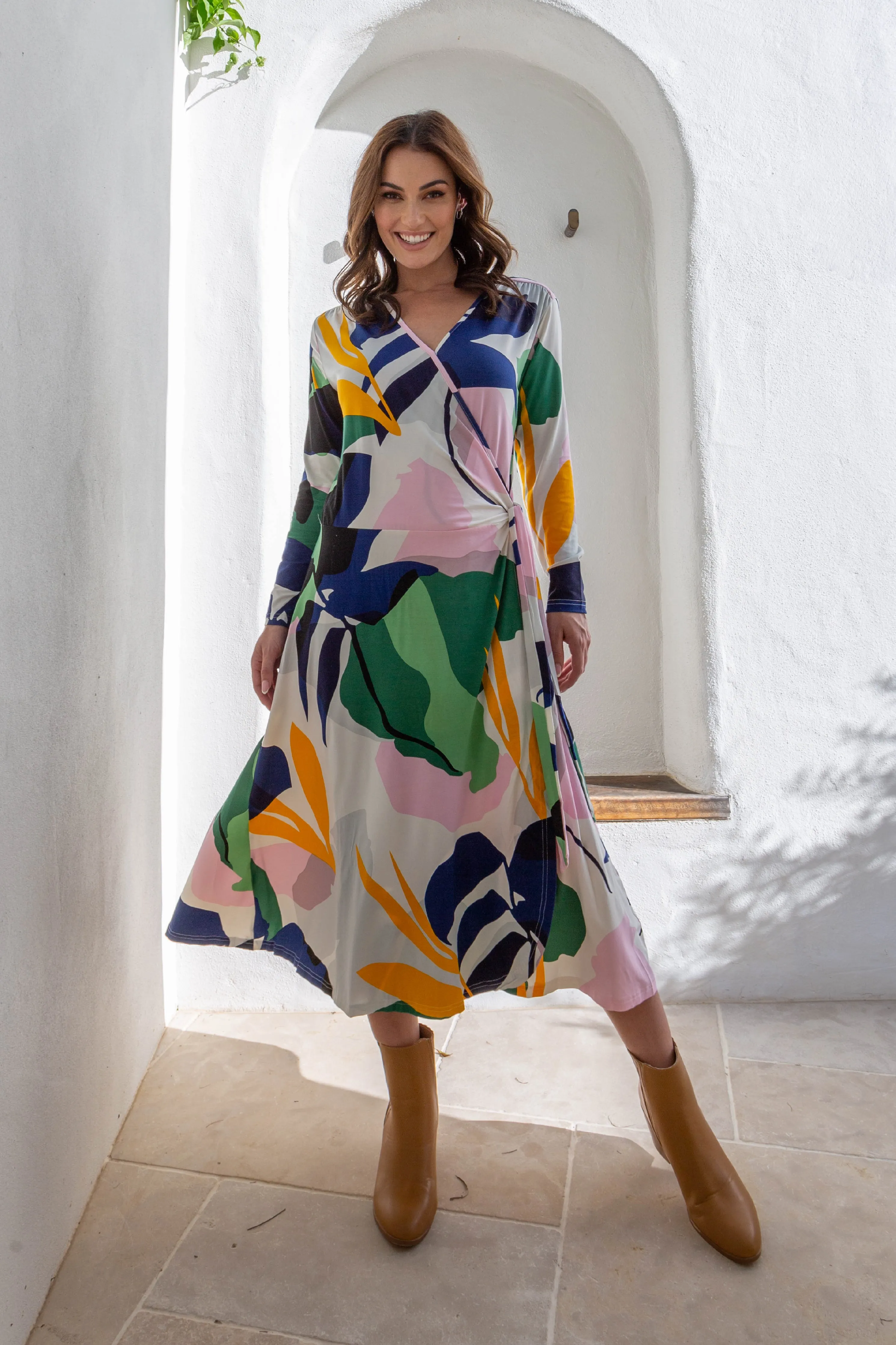 FINAL SALE Bamboo Wrap Dress in Hidden Cove