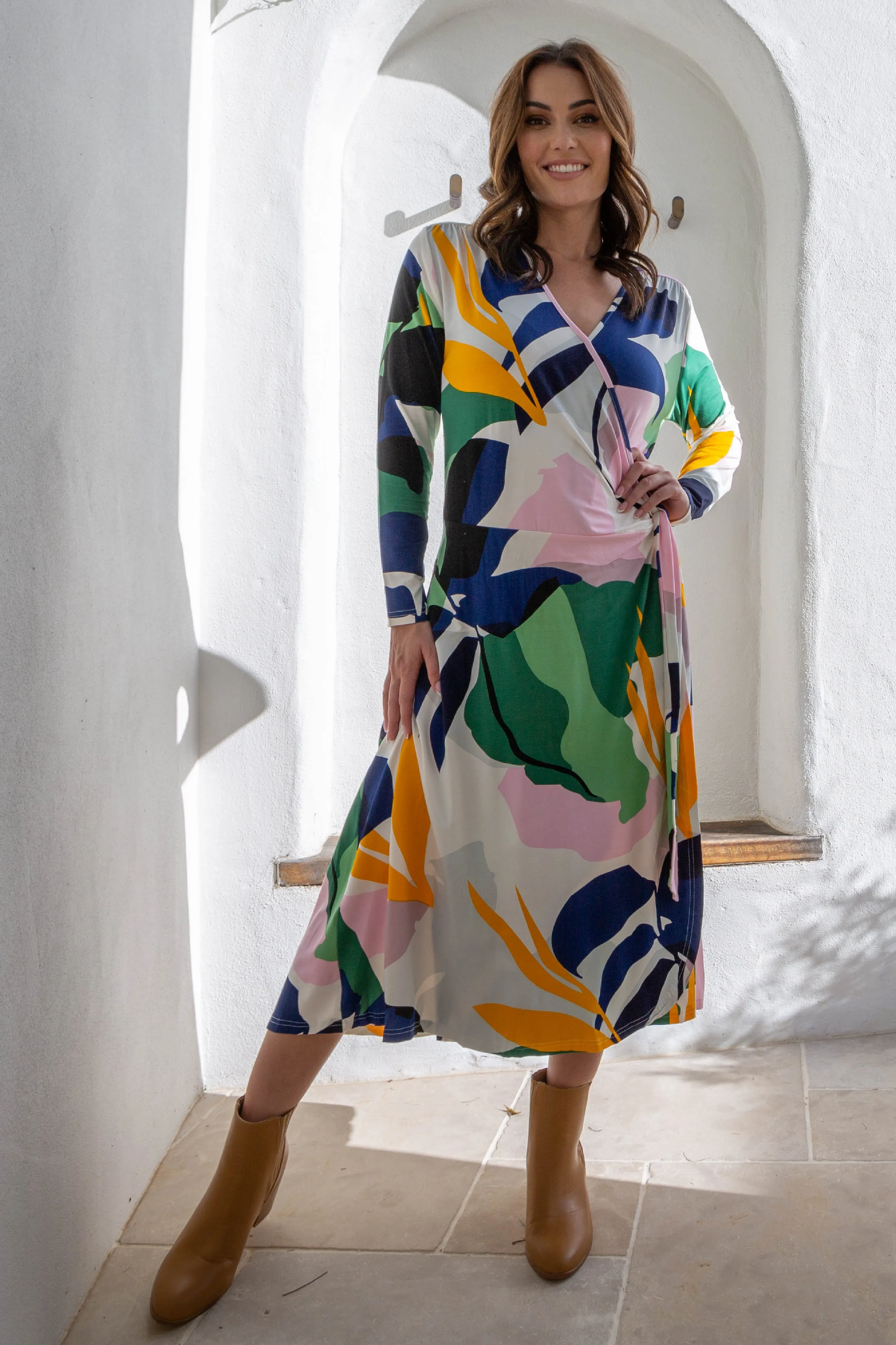 FINAL SALE Bamboo Wrap Dress in Hidden Cove