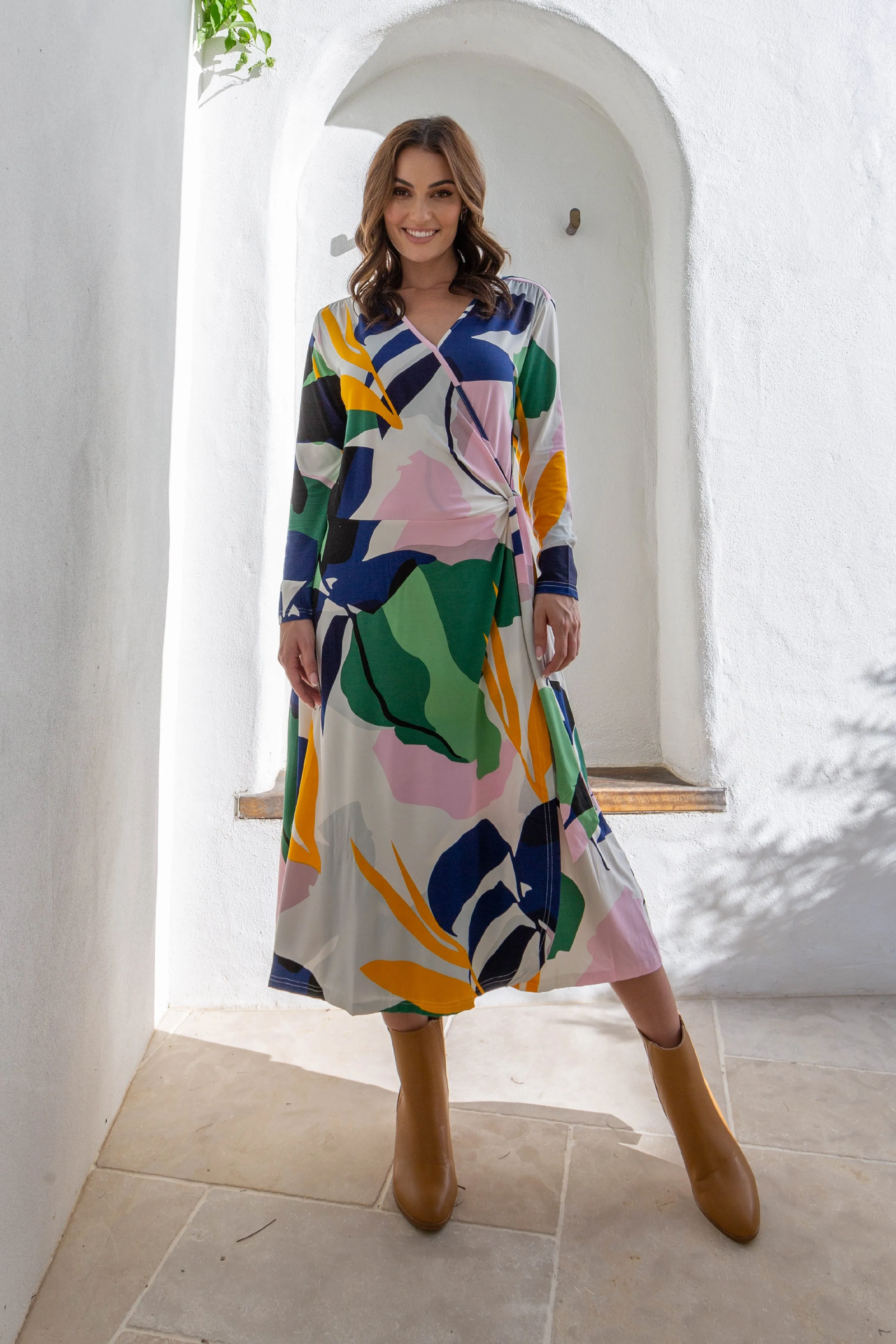 FINAL SALE Bamboo Wrap Dress in Hidden Cove