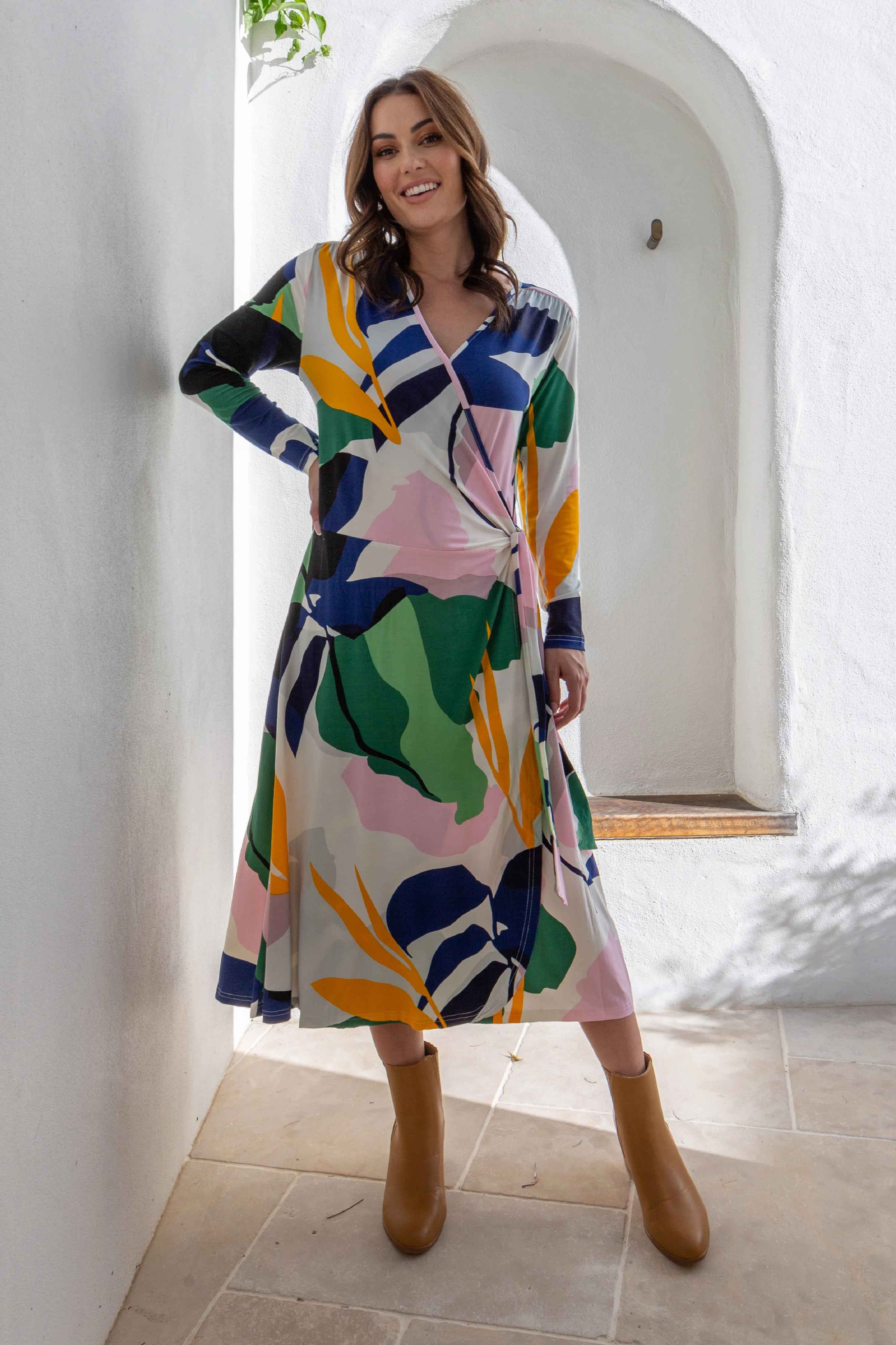 FINAL SALE Bamboo Wrap Dress in Hidden Cove