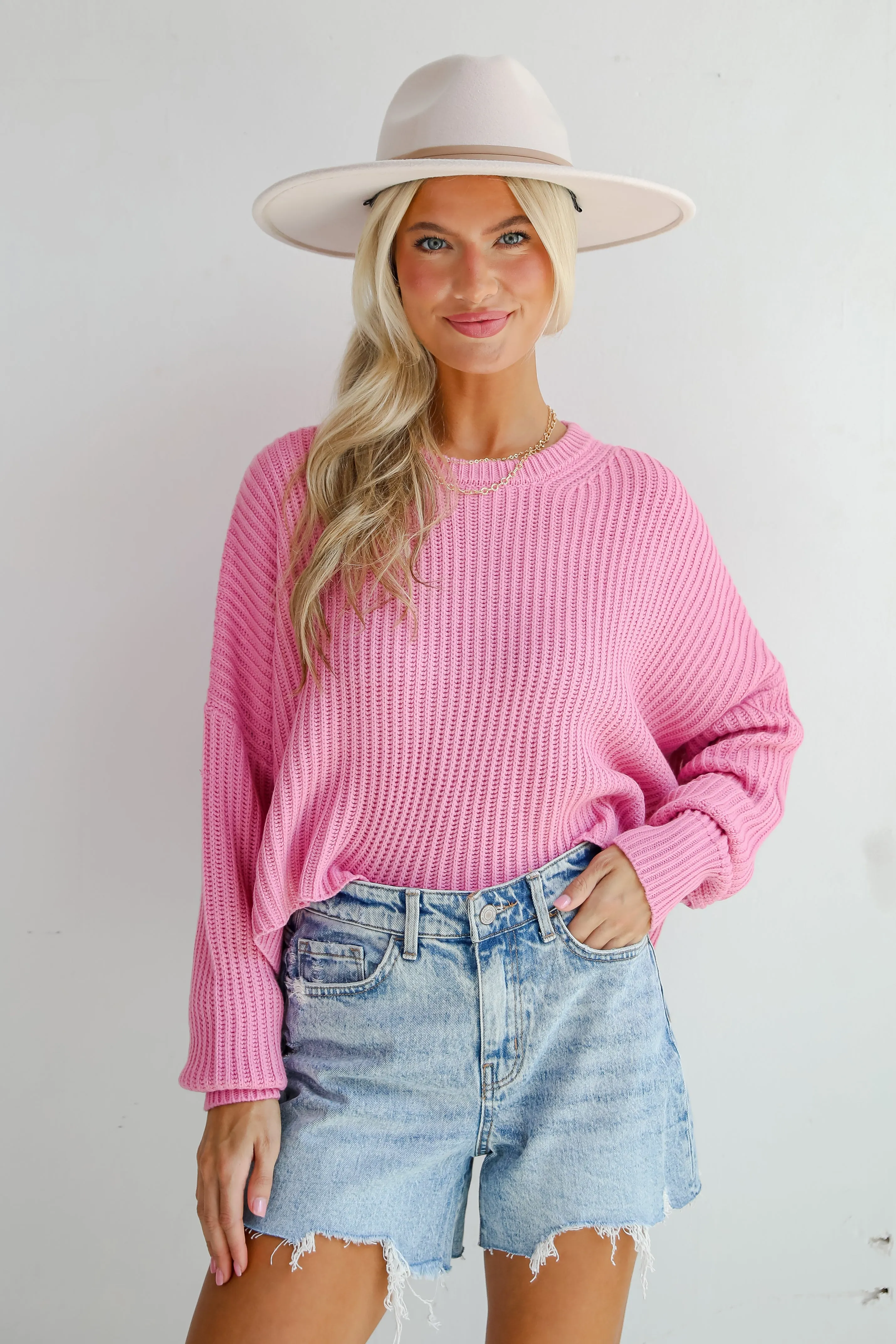 FINAL SALE - Demure Sweetheart Pink Sweater