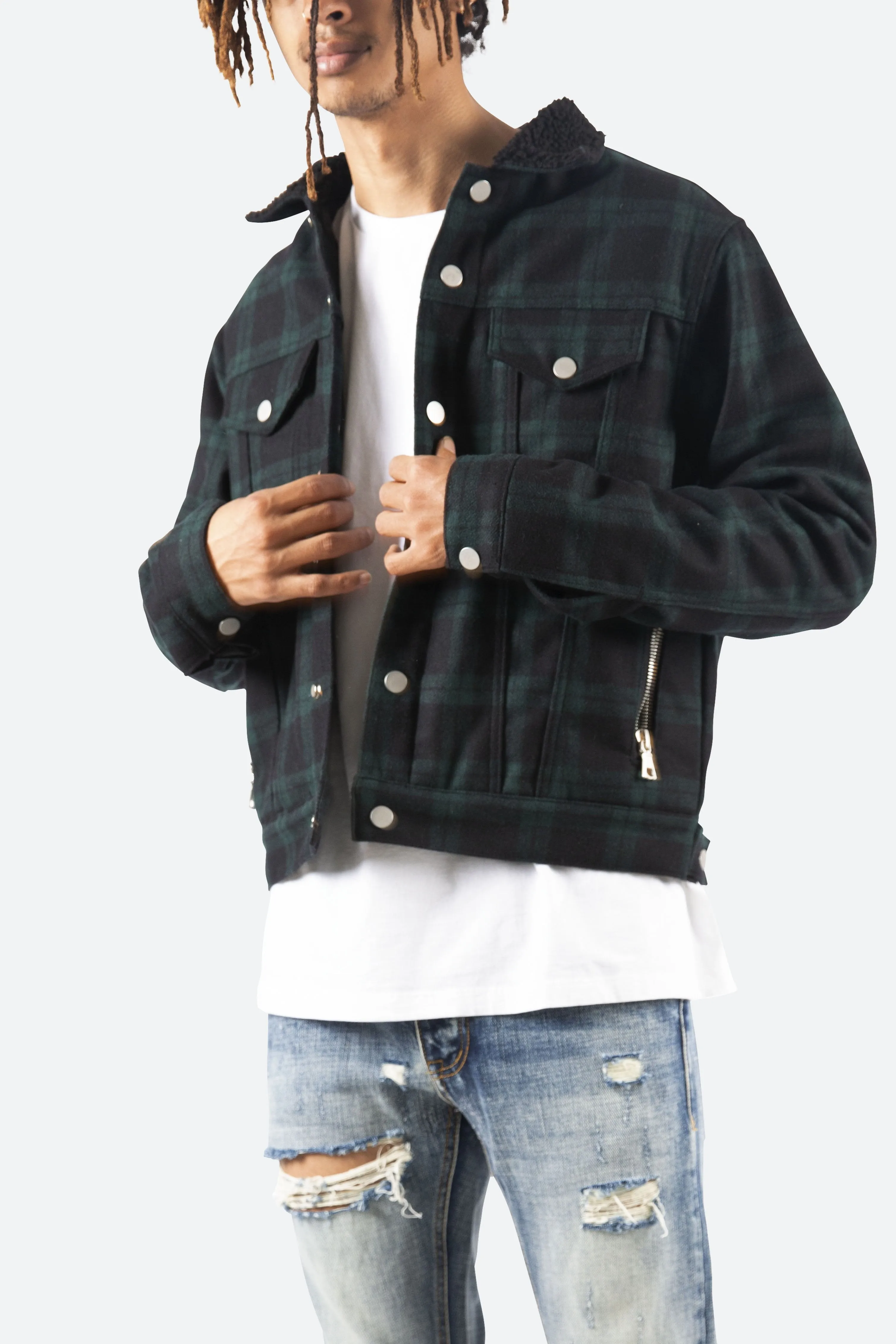 Flannel Sherpa Jacket - Blue/Green