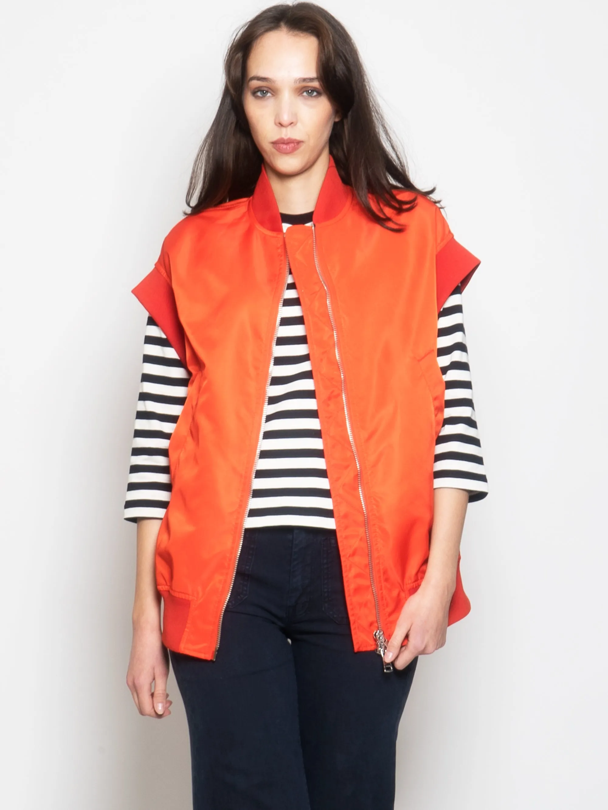 Gilet Oversize in Raso Arancione