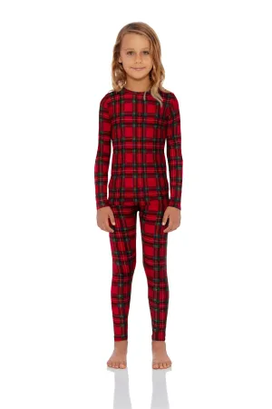 Girls Plaid Series Thermal Set