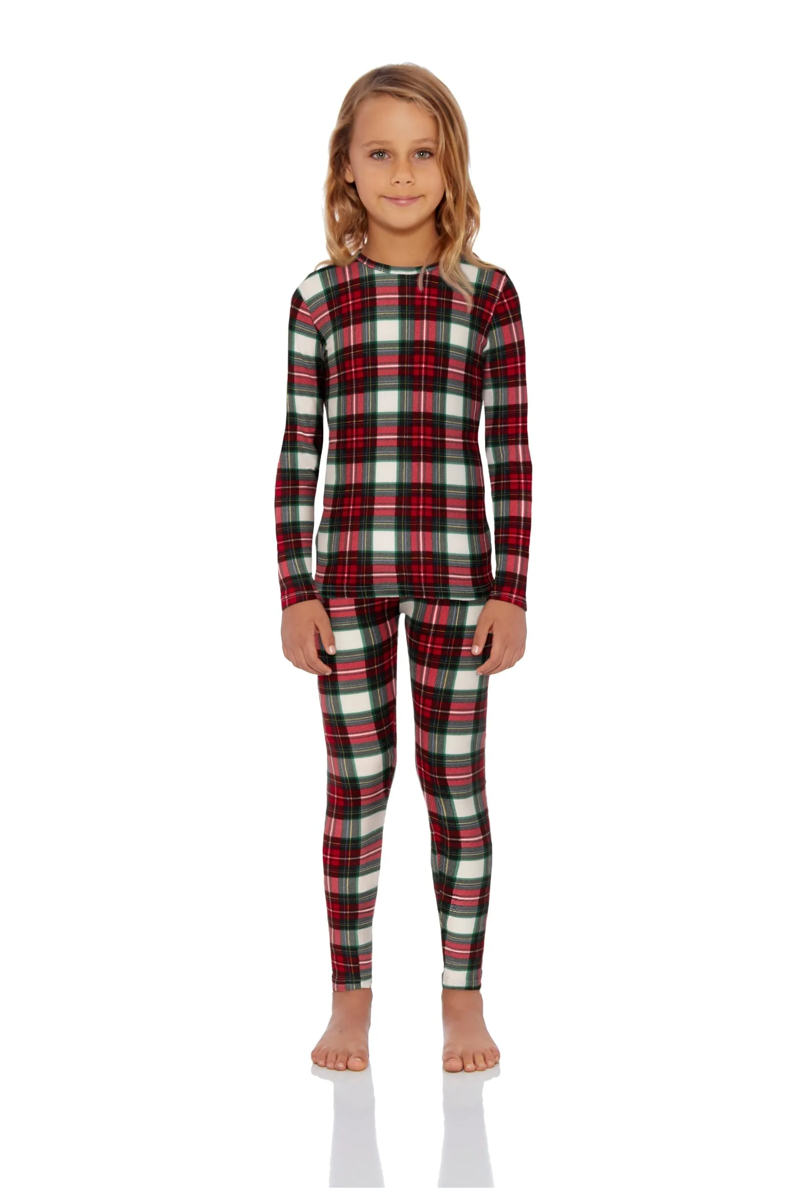 Girls Plaid Series Thermal Set