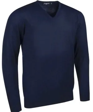 GLENMUIR Wilkie V-Neck Merino Wool Sweater - Mens - Navy