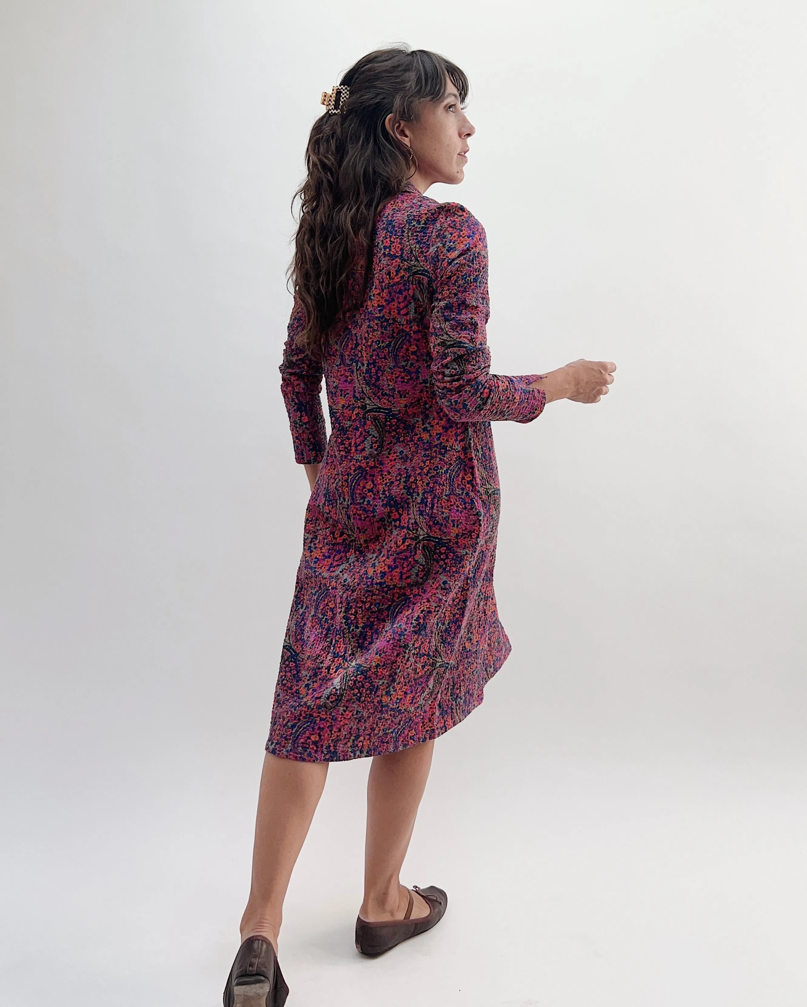 Habitat | Antique Floral Crinkle Crepe Shirt Dress in Apple