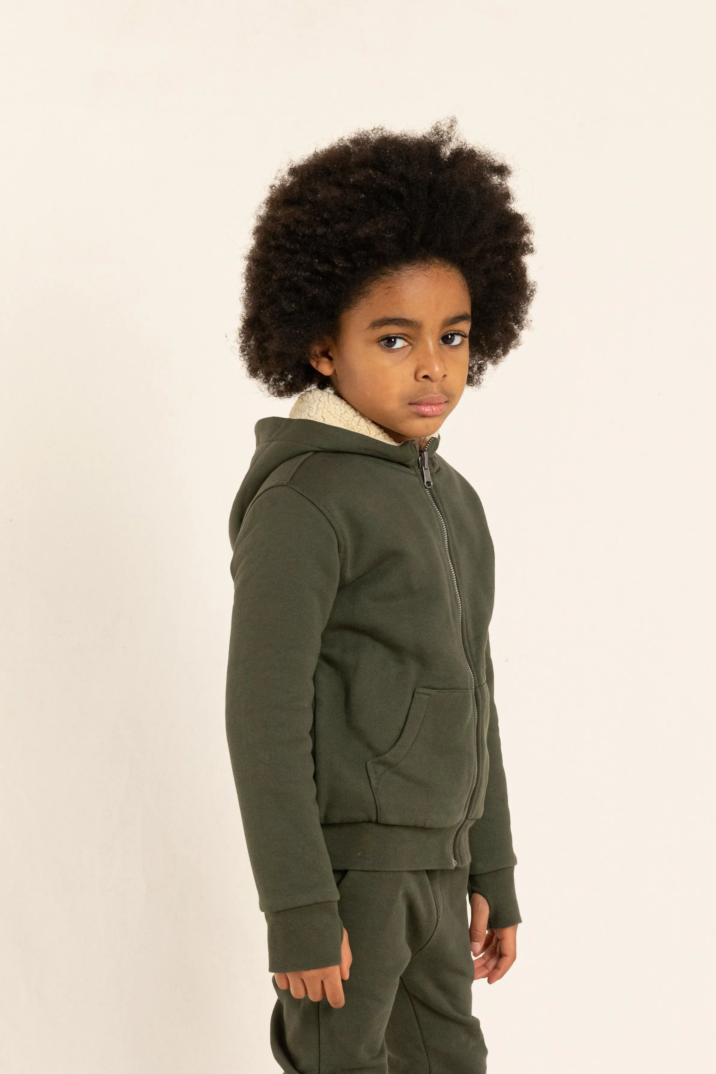 HOOPER Dark Khaki - Reversible Zipped Hoodie