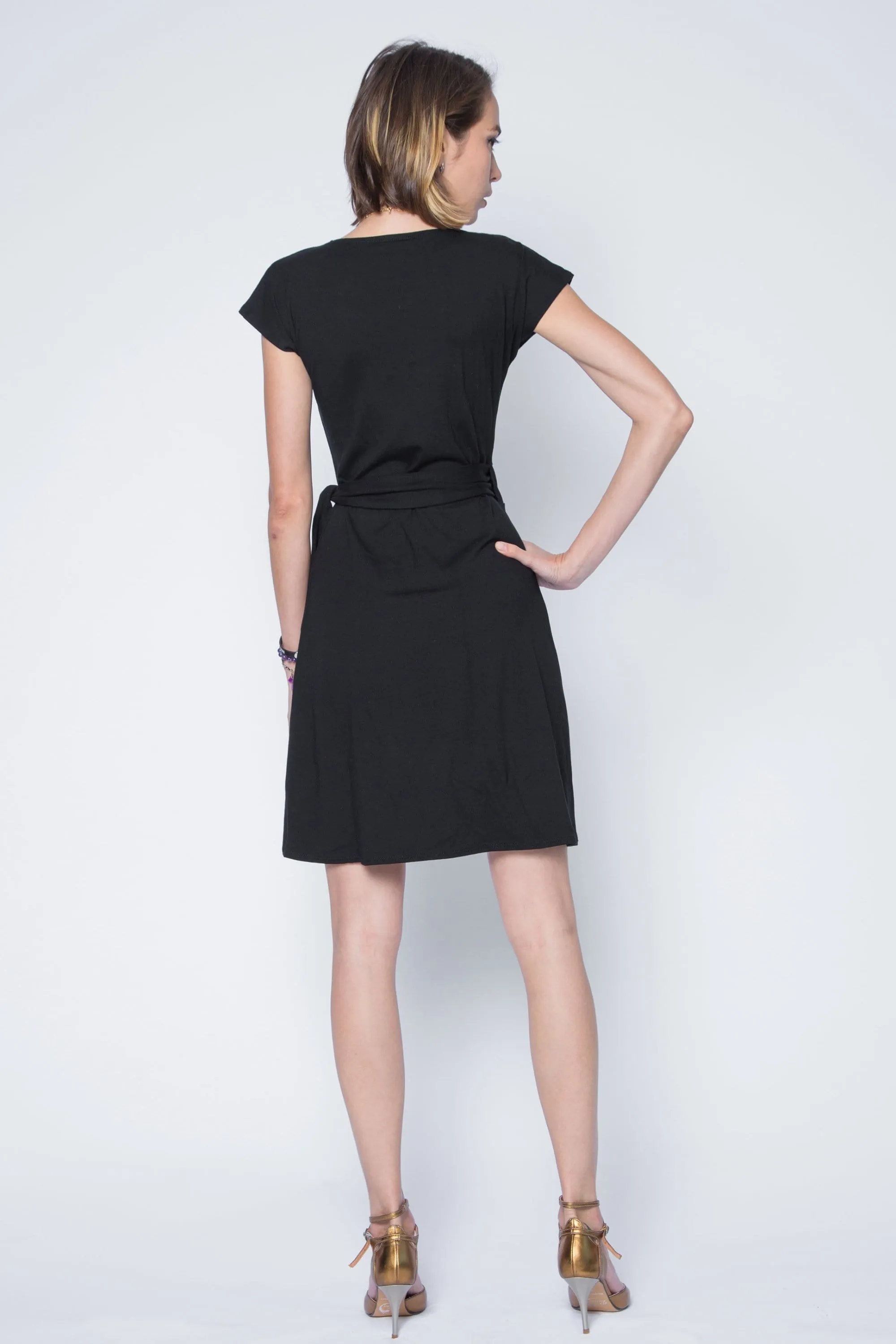 Imelda Cap Sleeve Jersey Wrap Dress