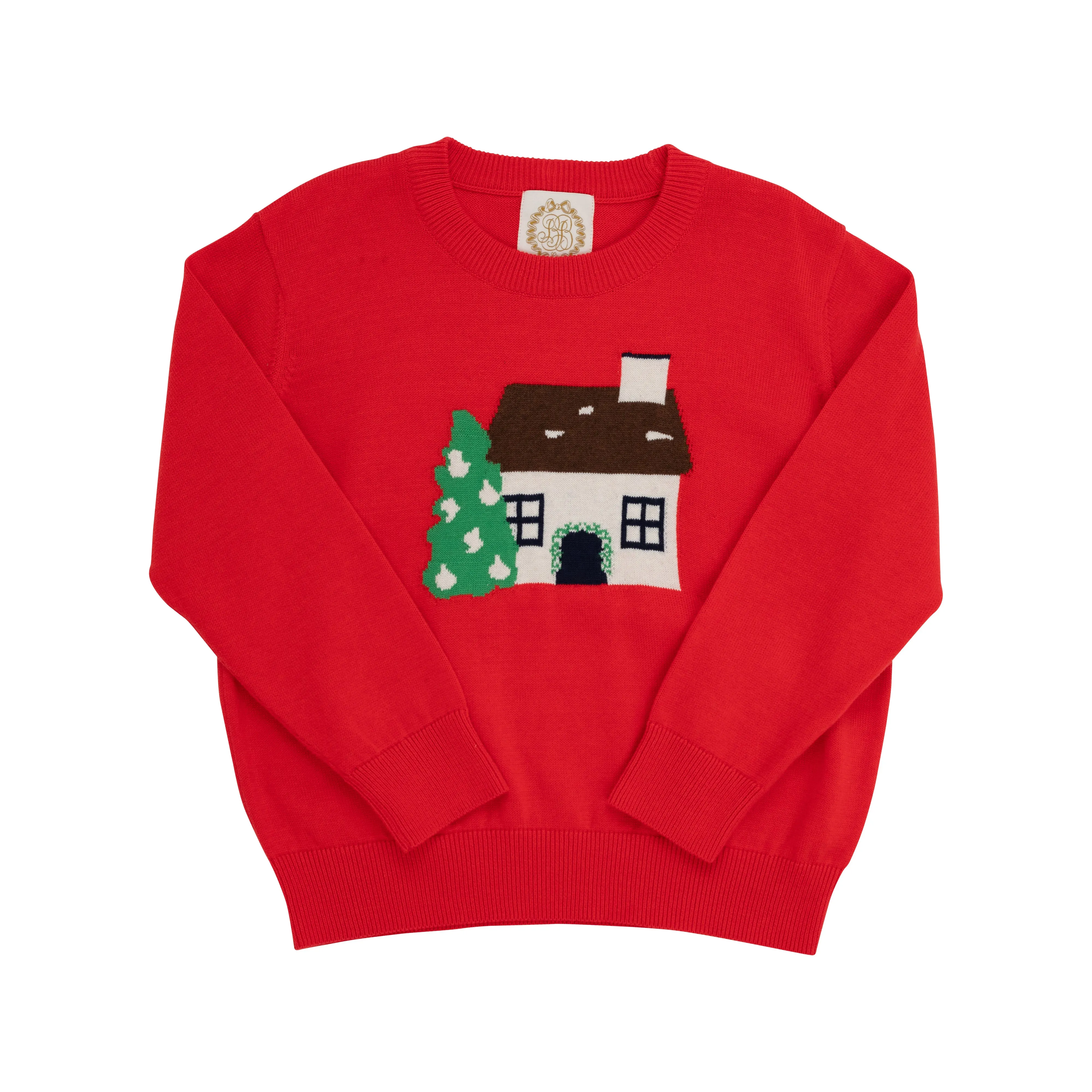 Isabelle's Intarsia Sweater - Richmond Red with House Intarsia