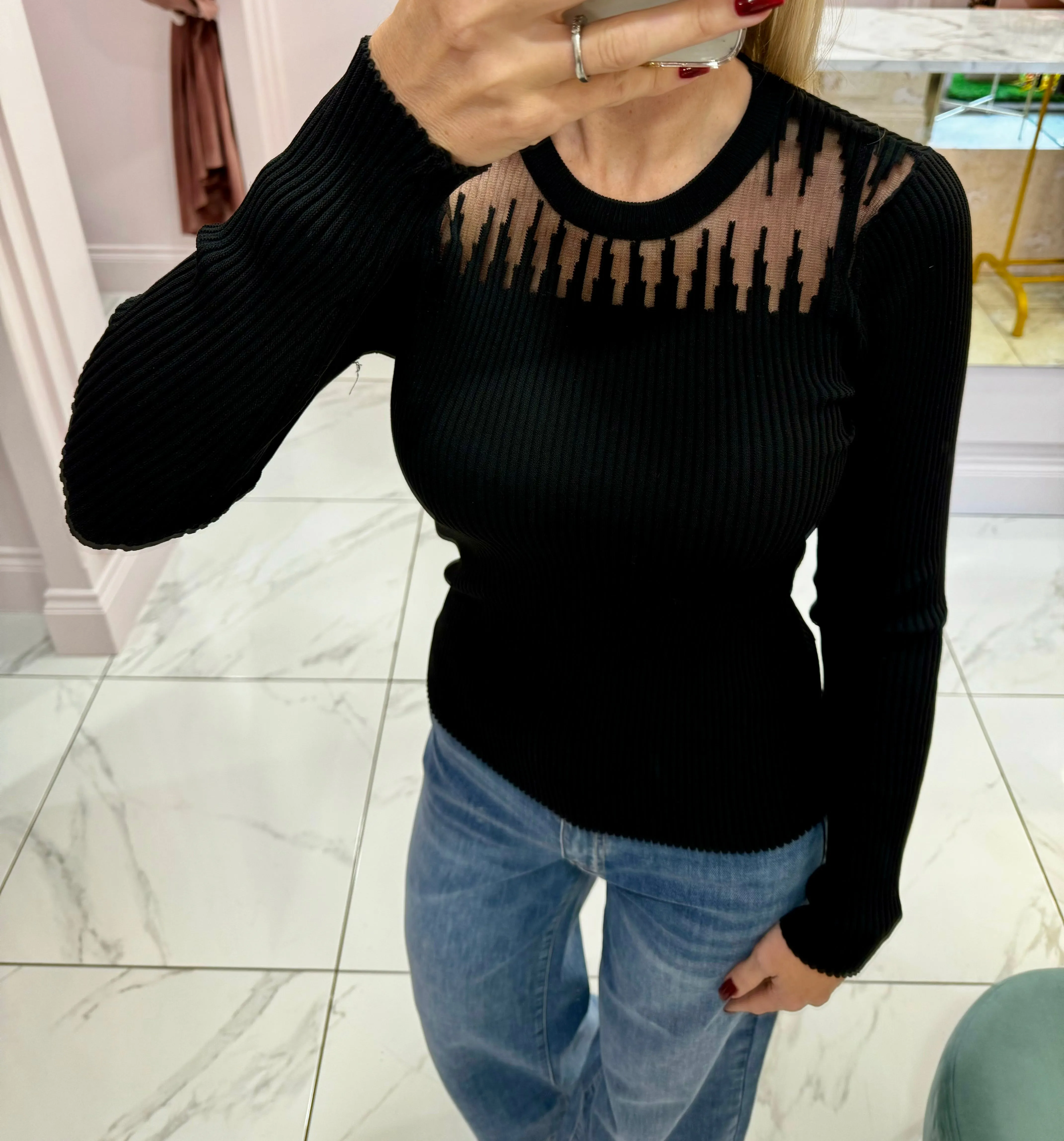 Jackie Super Soft Black & Sheer lightweight knit