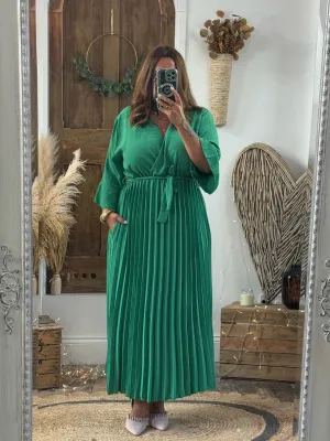 Jade Green Rowan Pleated Midaxi Dress