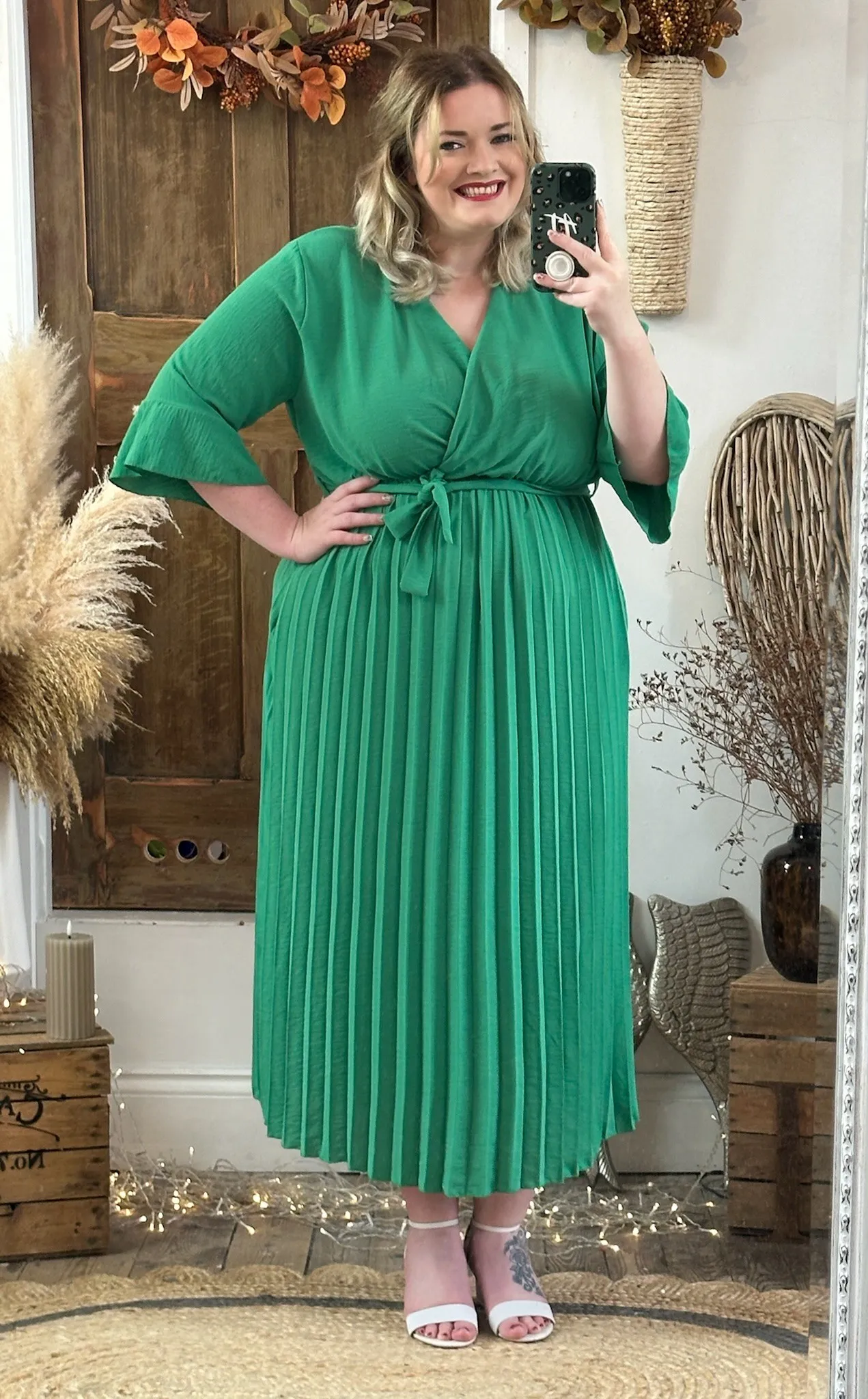 Jade Green Rowan Pleated Midaxi Dress