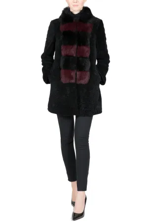 Jena- Shearling Coat with Front Fox Panel