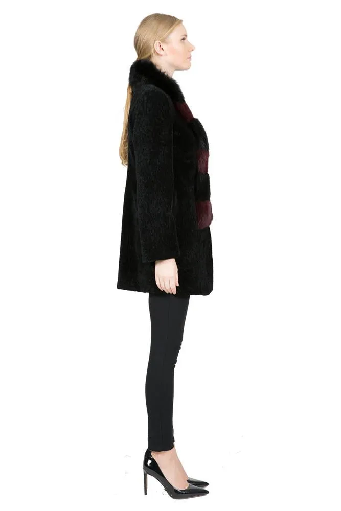 Jena- Shearling Coat with Front Fox Panel