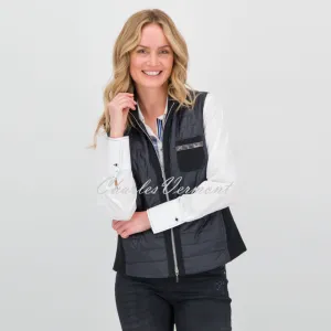 Just White Black Shimmer Lightly Padded Gilet - Style J3828 (Black)