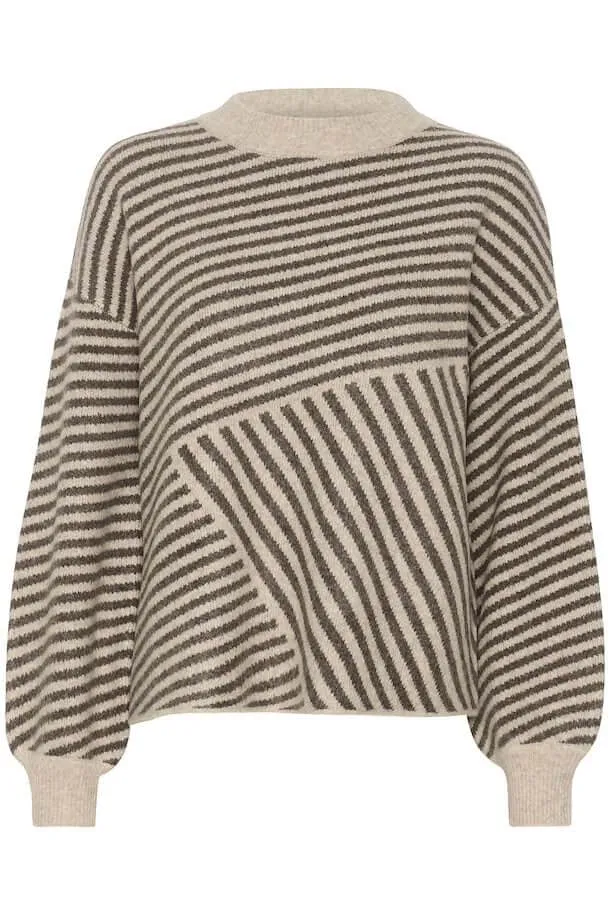 Kaffe - Kaverana Pullover Knit Jumper - Oatmeal/Brown