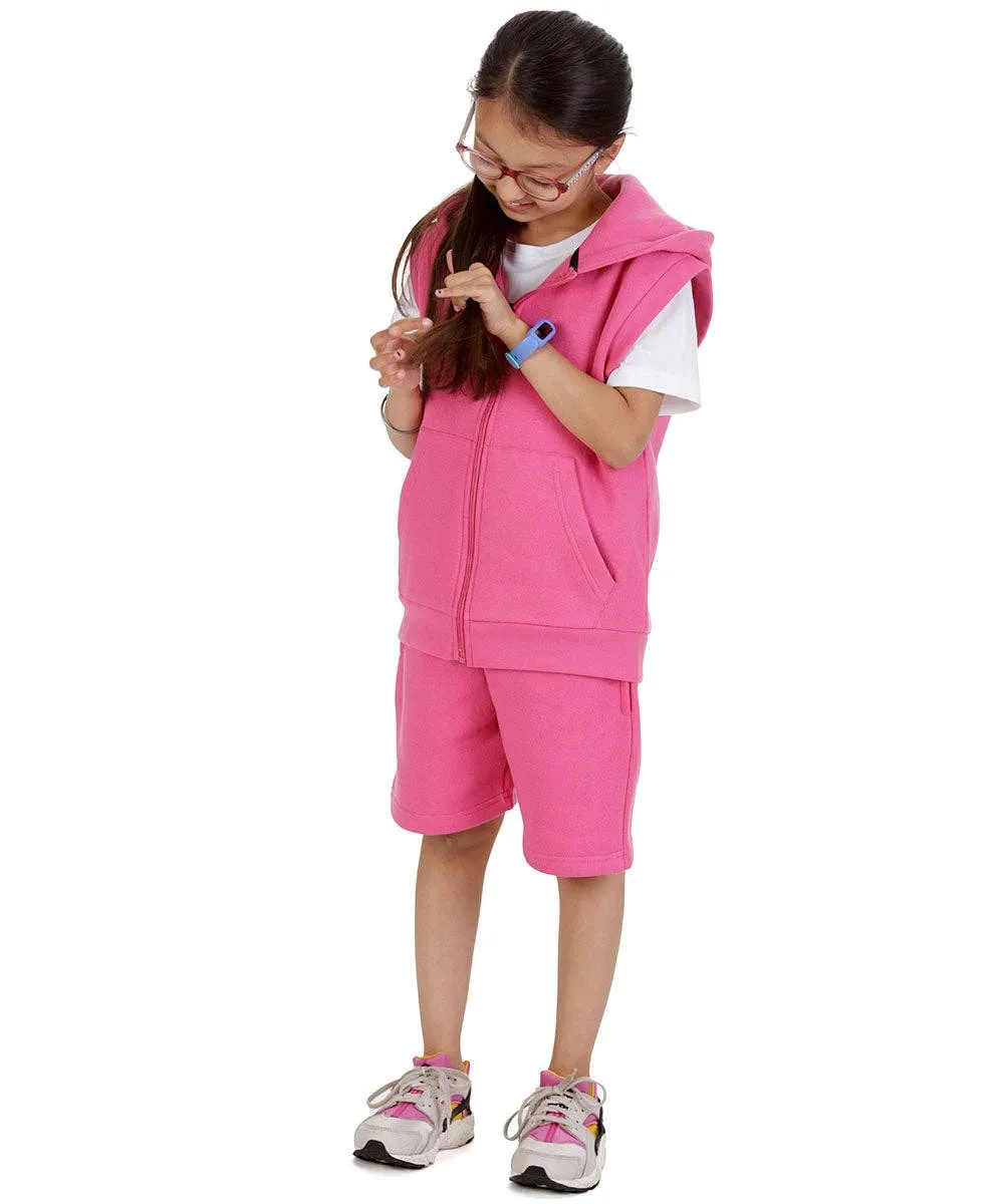 Kids Cerise 2-Piece Gilet and Shorts Set: Cerise